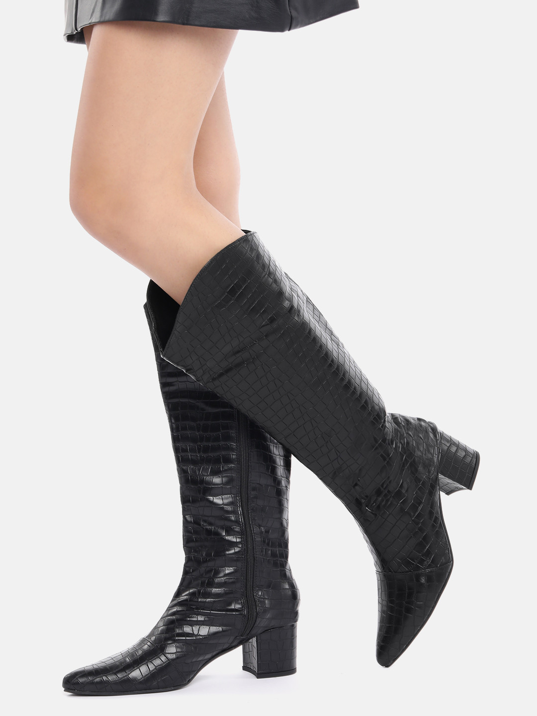 ZORI WORLD DEZIRE Women Croc Patent Textured High Top Boots