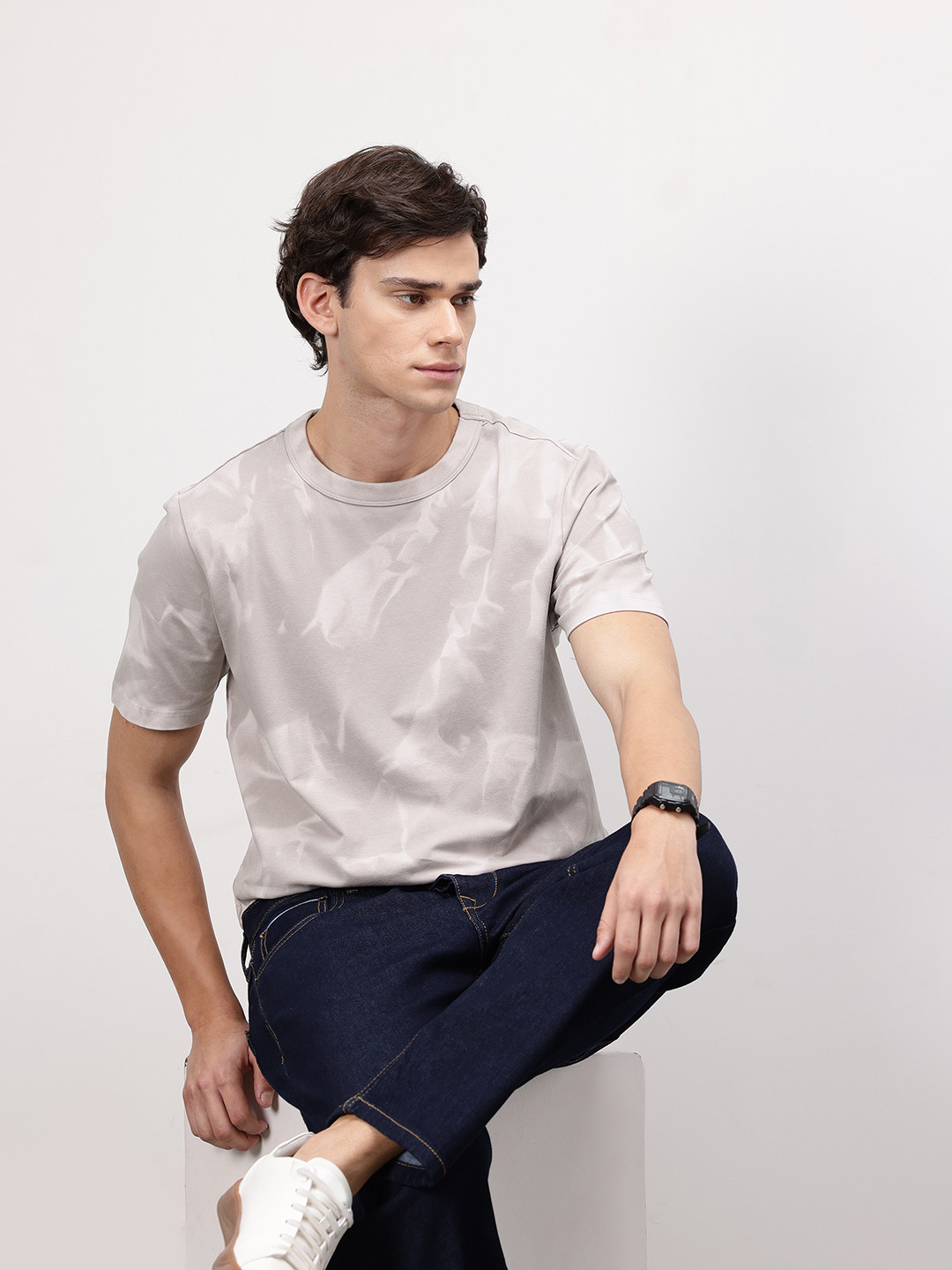 ether 365 Essentials Men Tie and Dye Round Neck Relaxed Fit T-shirt