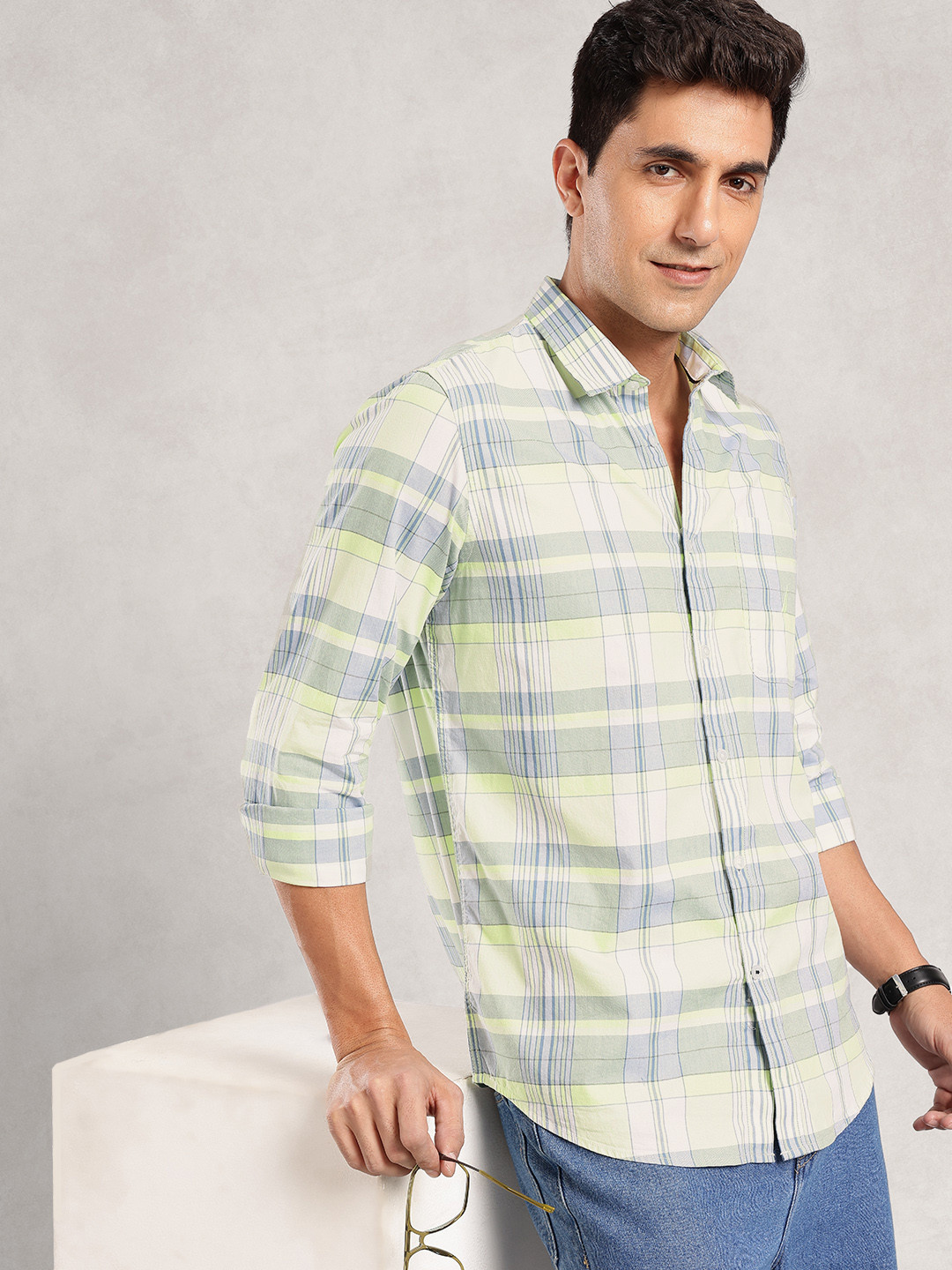 Nautica Classic Slim Fit Checked Pure Cotton Casual Shirt