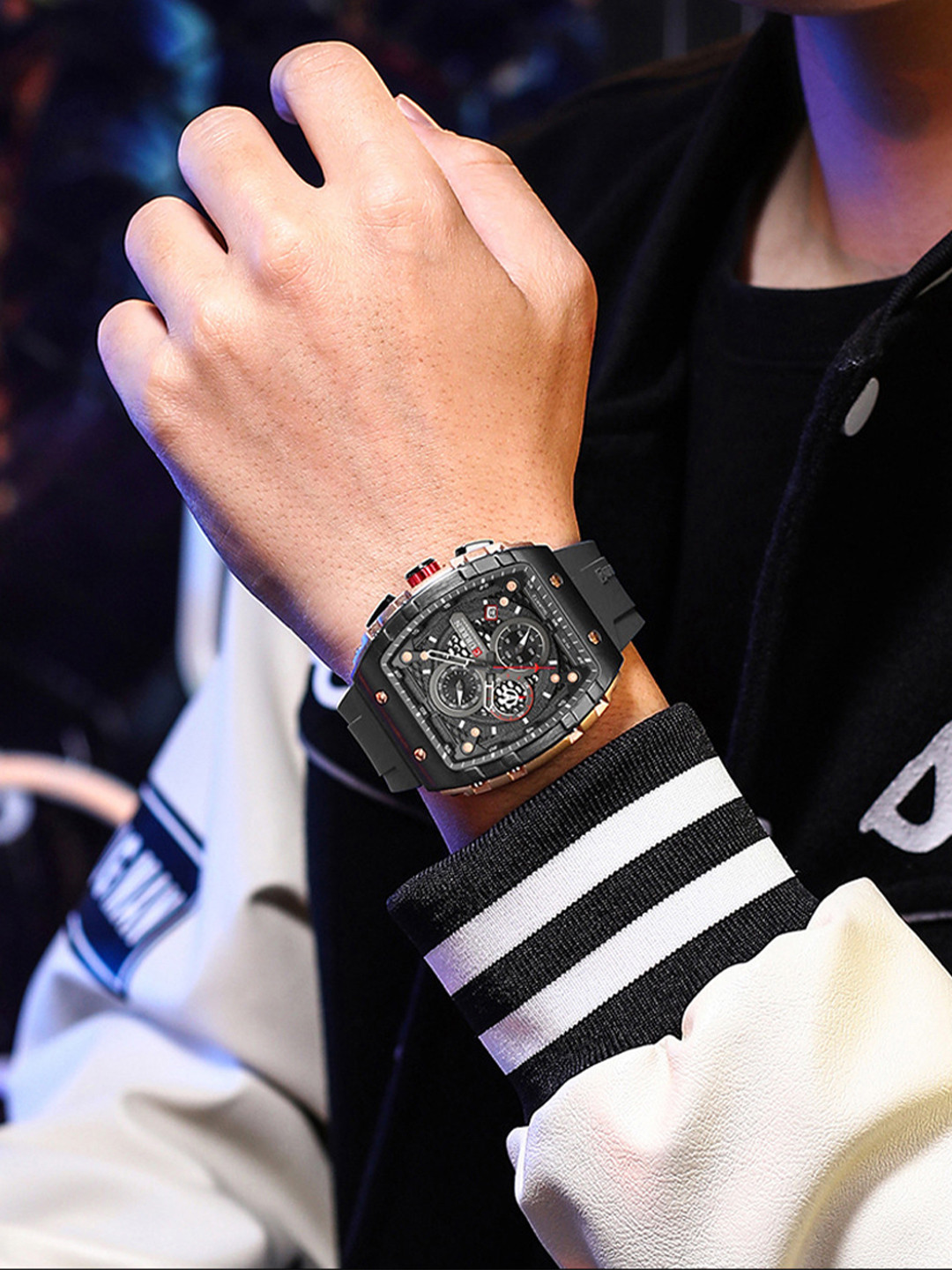 Curren Men Brass Dial & Wrap Around Straps Analogue Watch CR-8438-Black