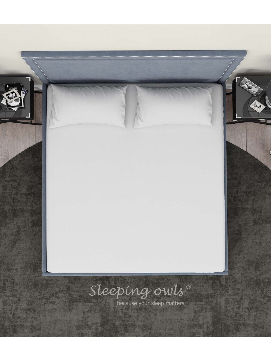 Sleeping Owls- because your sleep matters White 300 TC King Bedsheet with 2 Pillow Covers