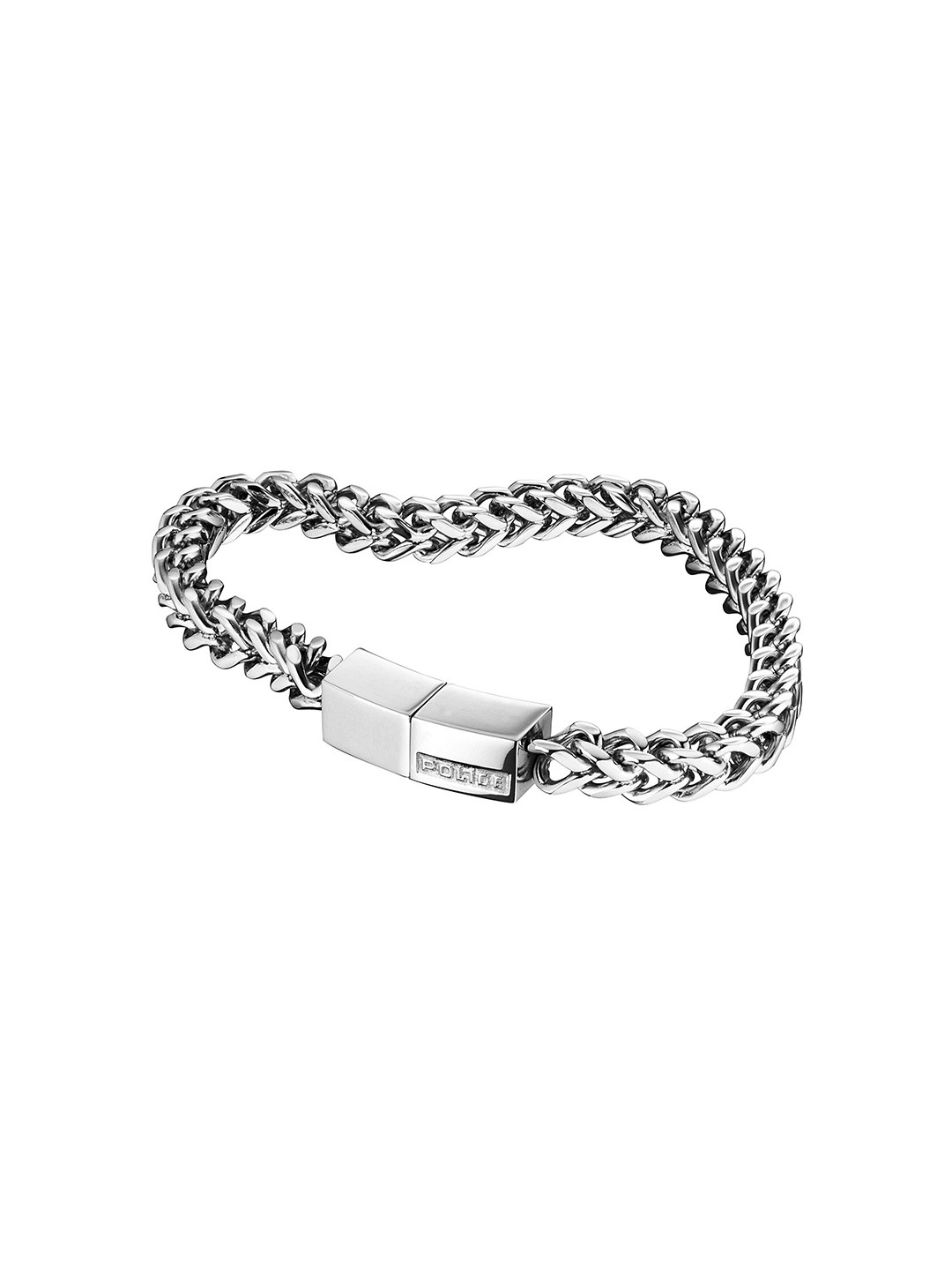 Police Men Stainless Steel SS Magentic Buckle Link Bracelet