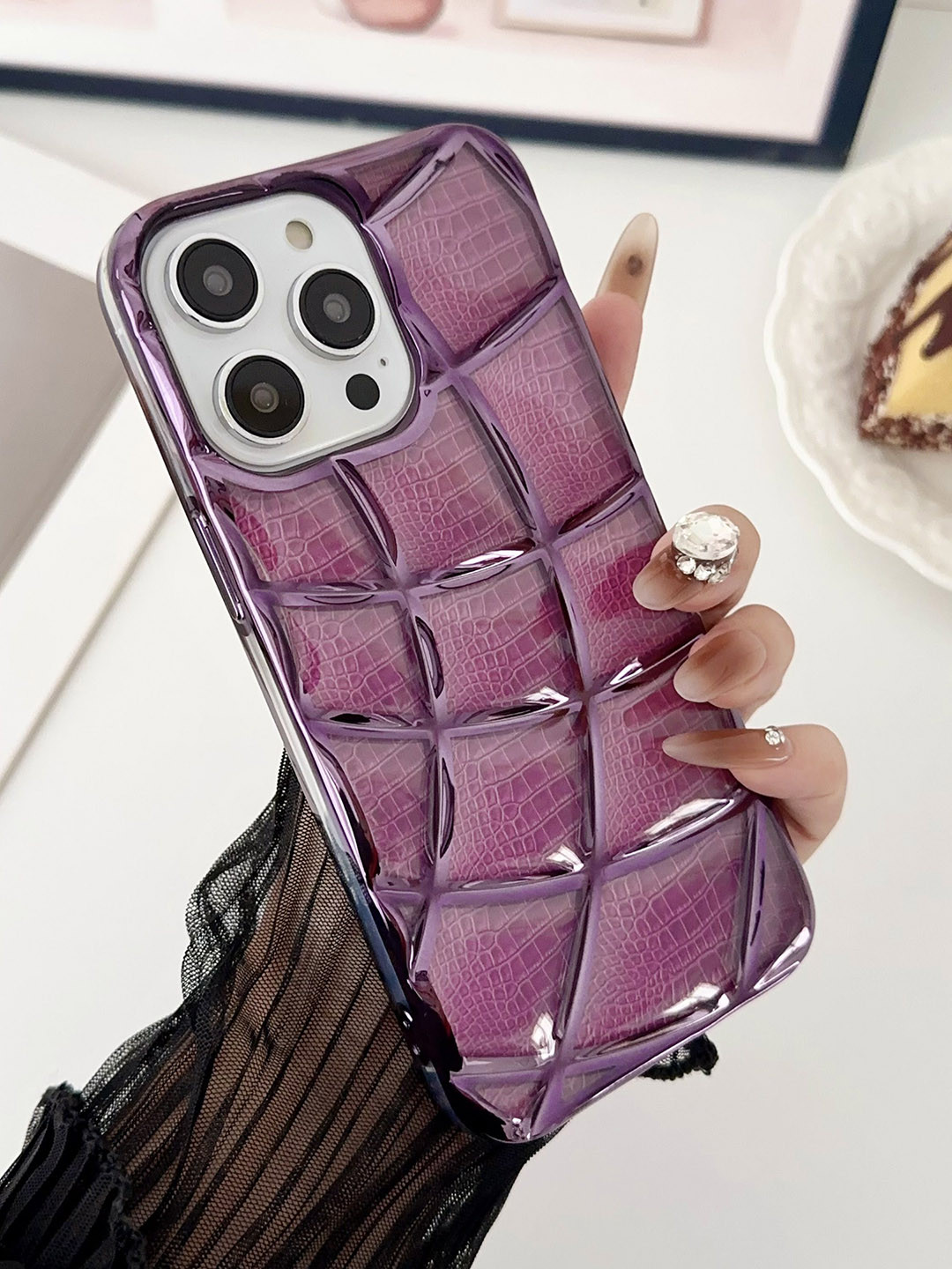 Luxury Kase LK143 Geometric Electroplated Unique Design iPhone 15 Pro Back Case