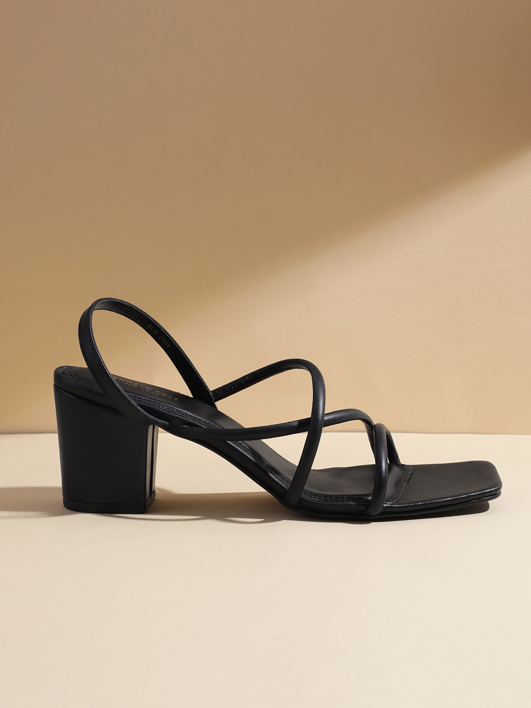 Kenneth Cole Leather Self-Striped Block Heels