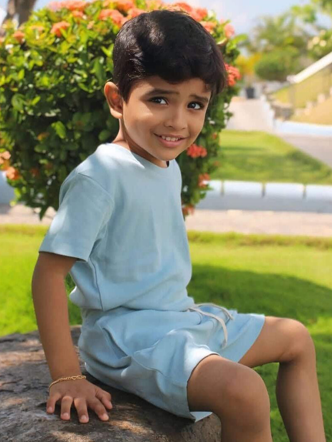 Honcho Baby Unisex Kids Round Neck Short Sleeves Organic Cotton T-Shirt With Shorts