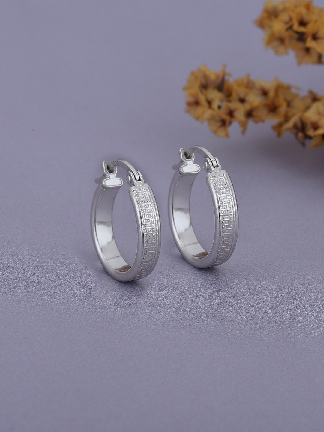 VANBELLE Rhodium Plated 925 Sterling Silver Circular Half Hoop Earrings