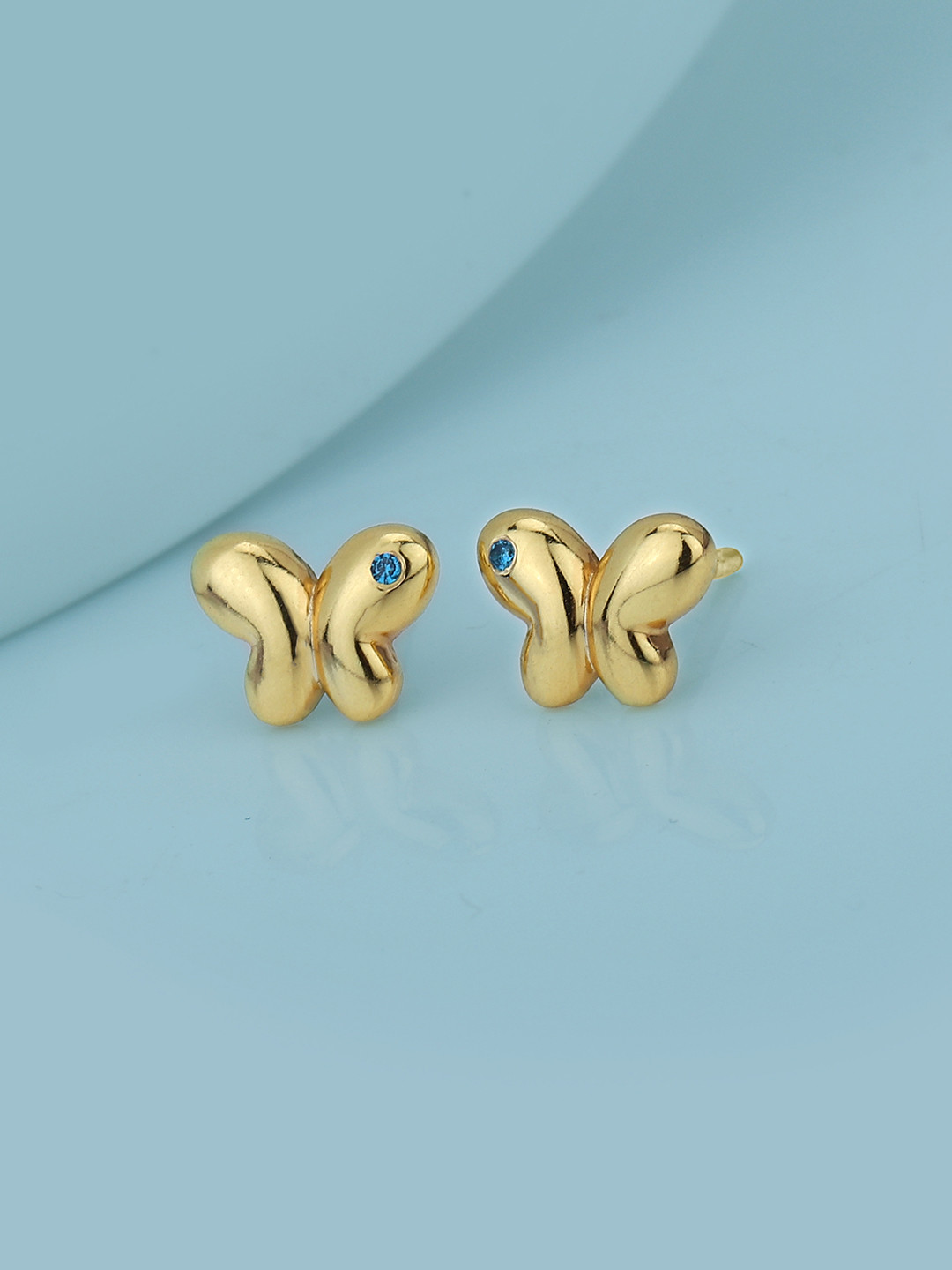 VANBELLE Gold Plated 925 Sterling Silver CZ Studded Butterfly Shaped Studs Earrings