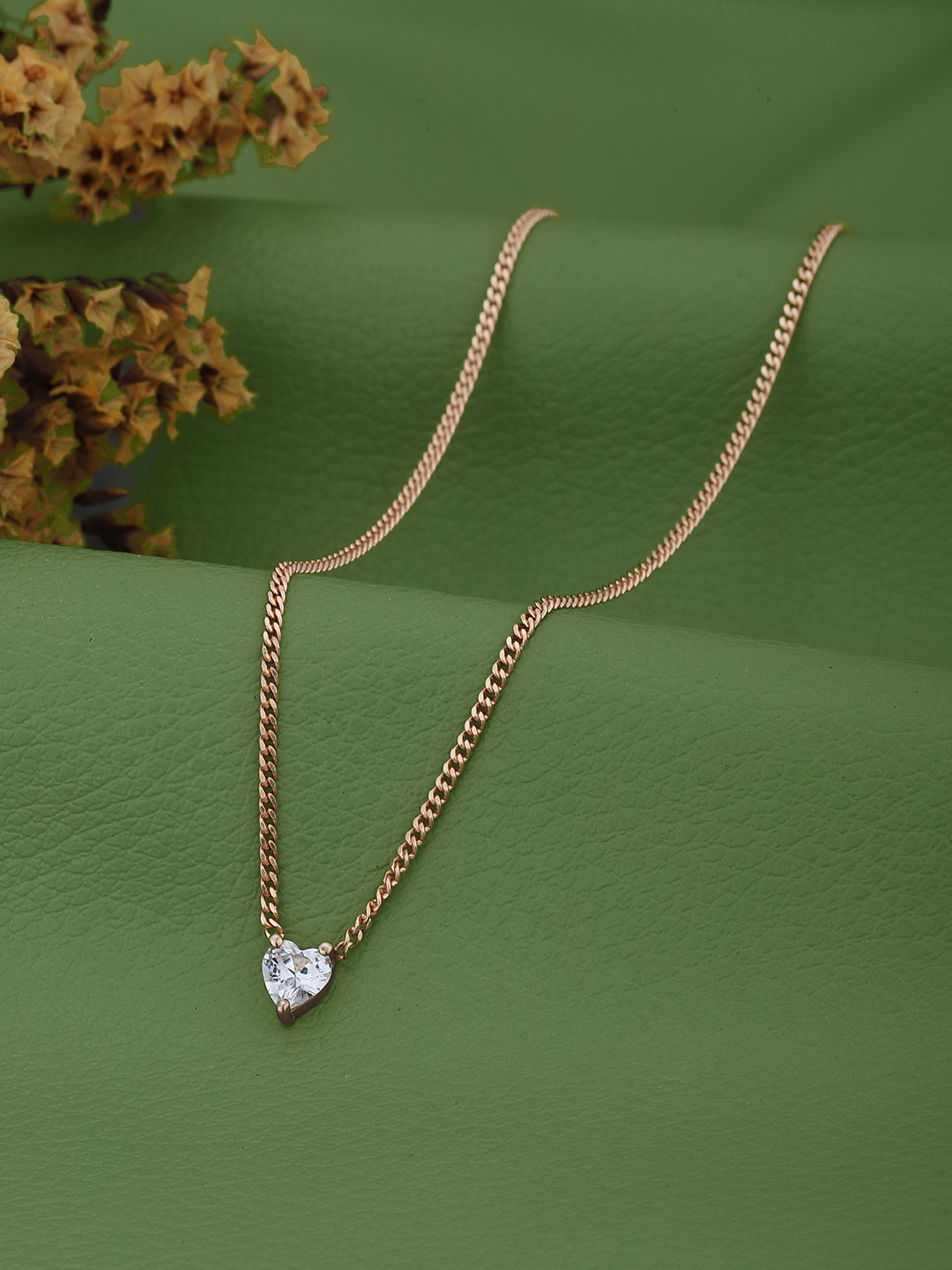 VANBELLE Rose Gold-Plated 925 Sterling Silver CZ Studded Necklace