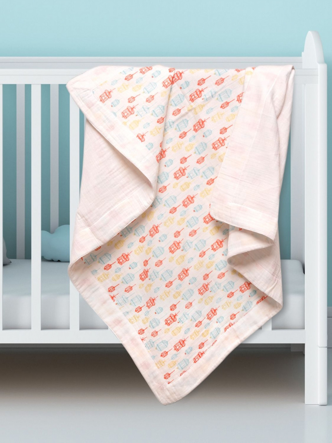TIDY SLEEP White & Red Geometric Mild Winter 210 GSM Single Bed Dohar