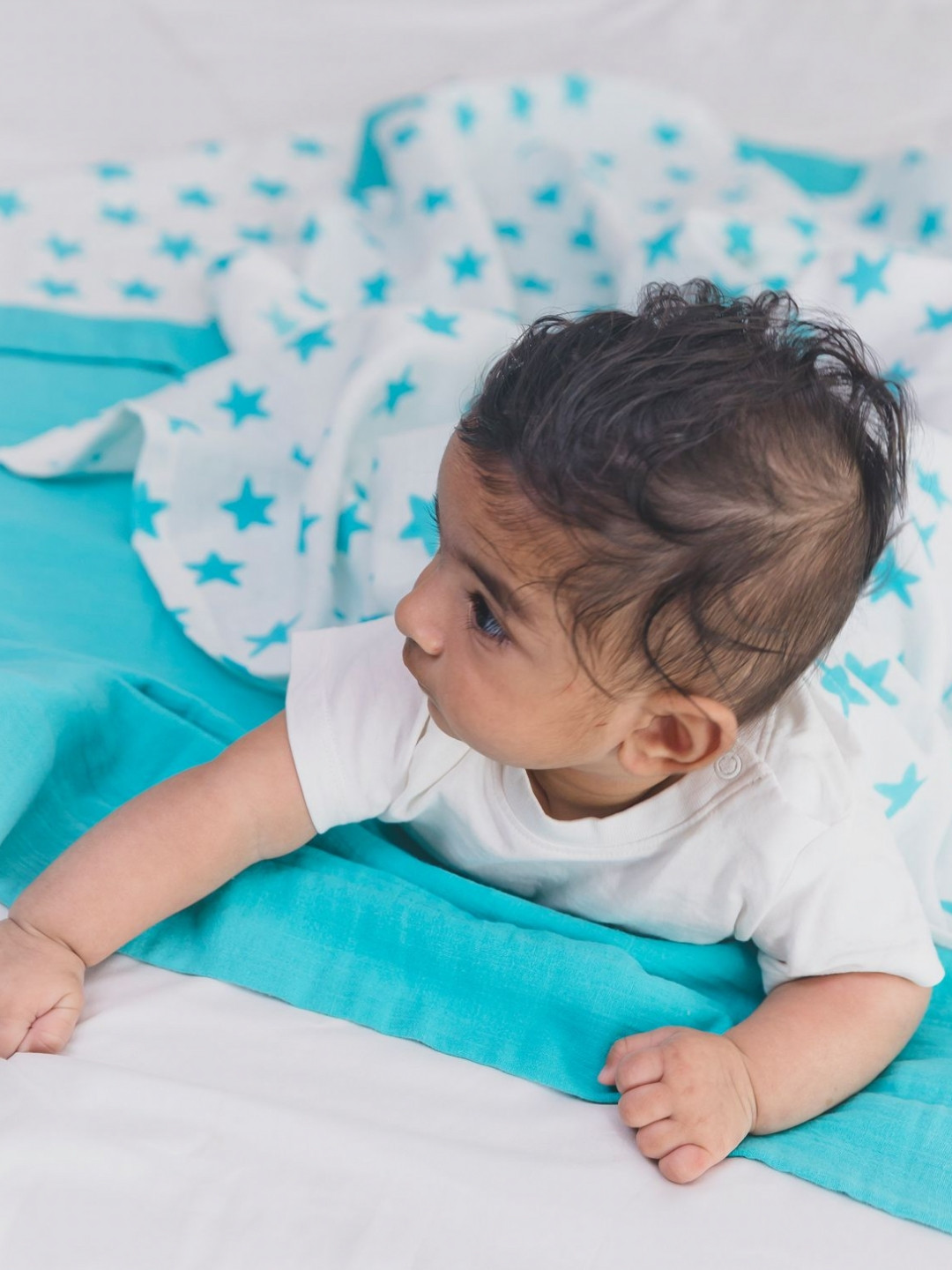 TIDY SLEEP Blue & White Little Star Cotton Mild Winter 210 GSM Single Bed Dohar