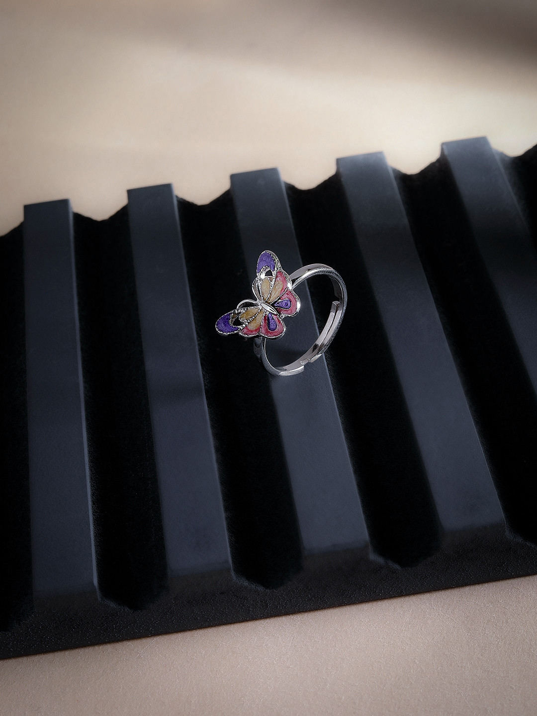 DIAVO 925 Sterling Silver Cubic Zirconia-Studded The Papillon Finger Ring