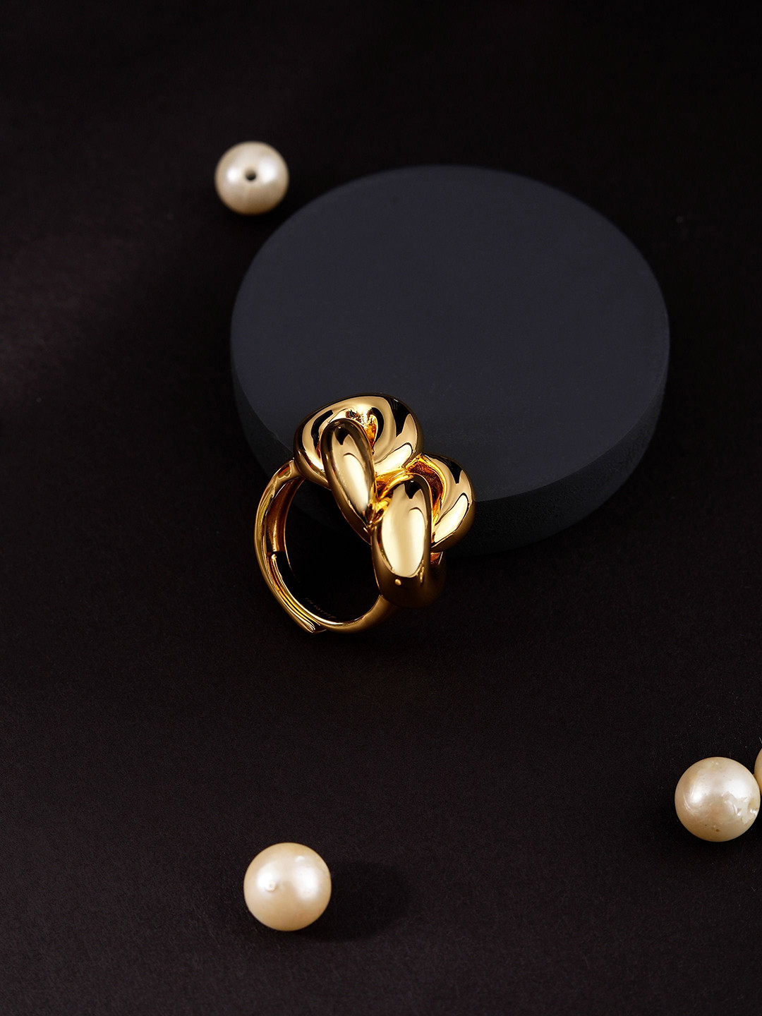 DIAVO Sterling Silver Gold Plated Knot Adjustable Finger Ring