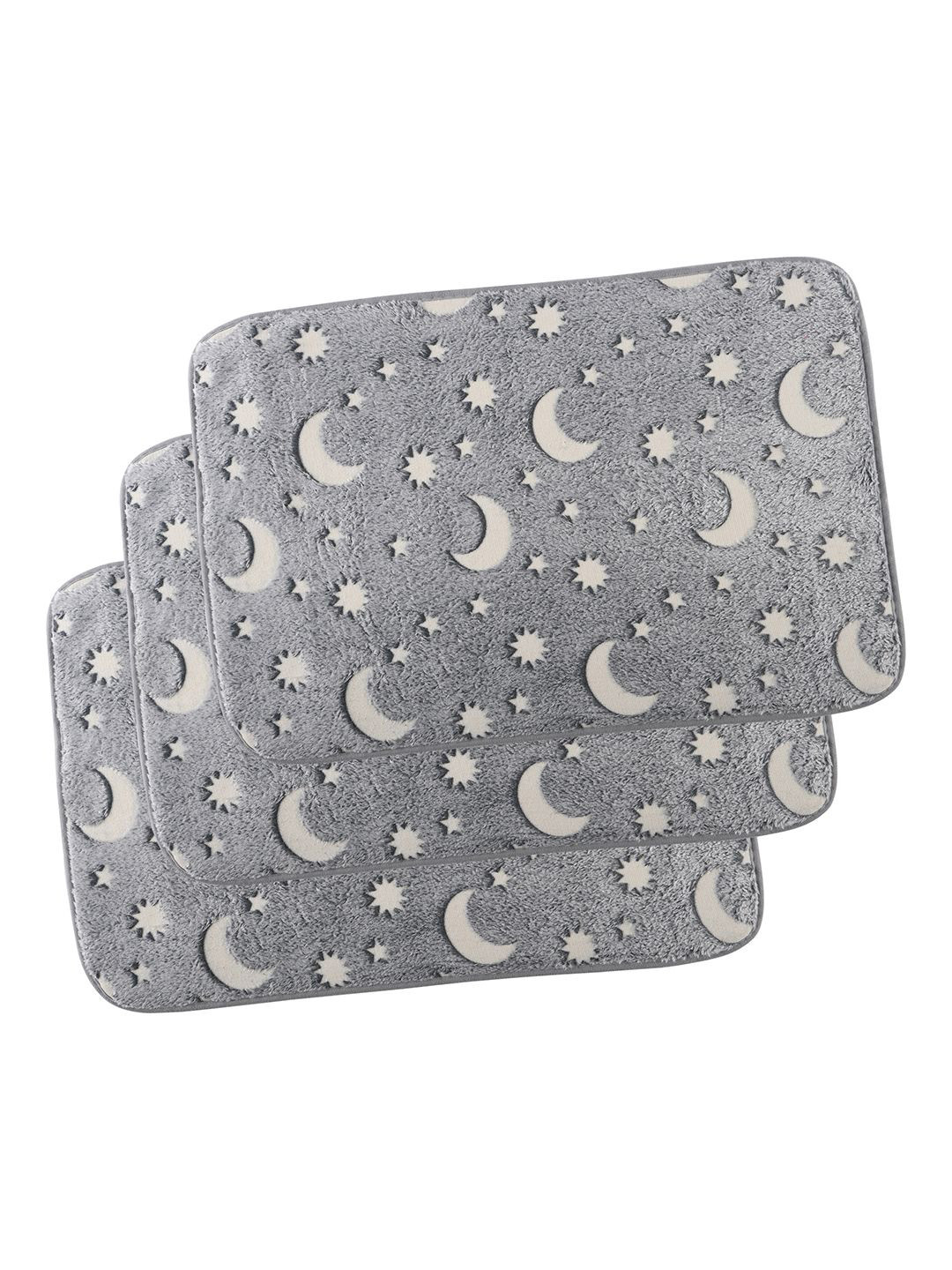 Kuber Industries Unisex Grey & Cream Colored 3 Pieces Textured Doormats
