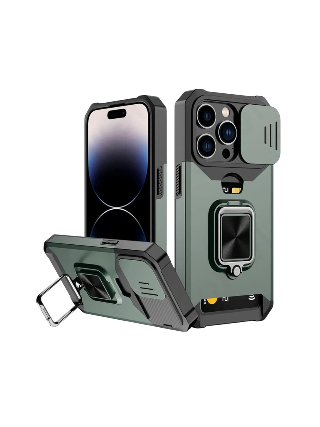 Luxury Kase LK177 Camera Slide Protection Ring Magnetic Kickstand iPhone 13 Pro Back Case