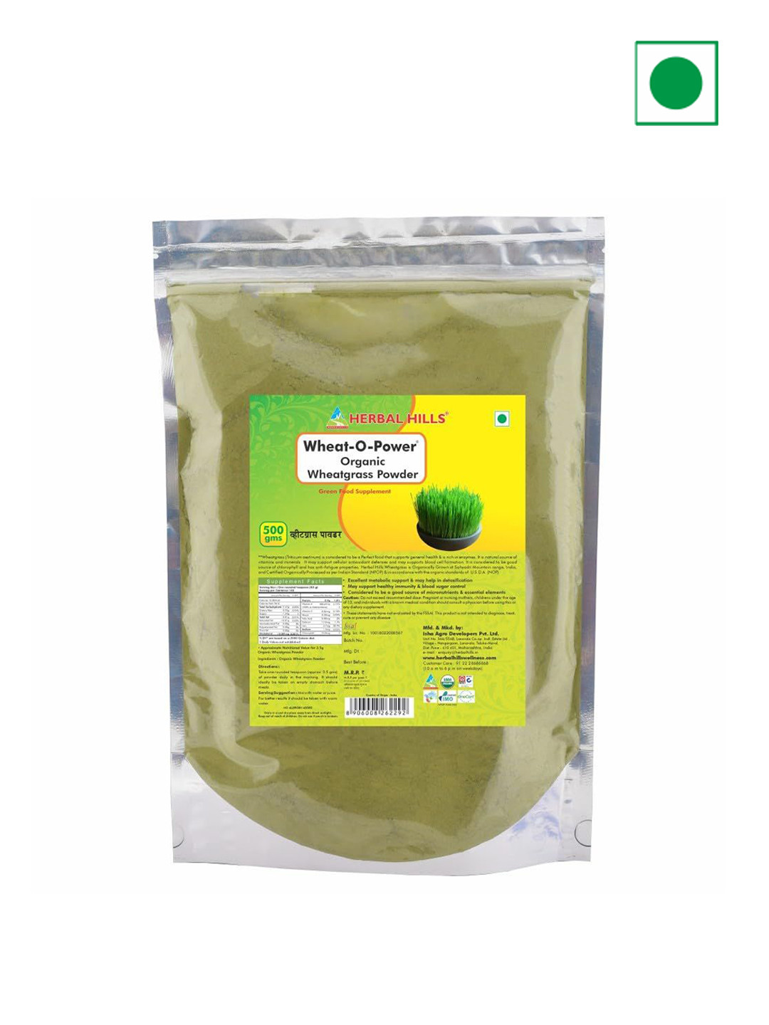 Herbal Hills Organic Wheatgrass Powder - 500 g