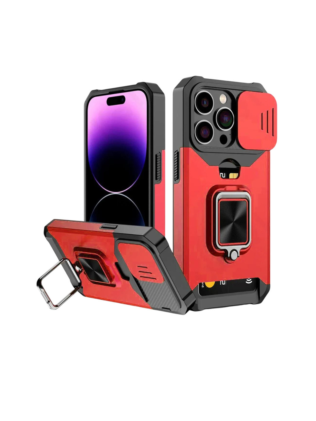 Luxury Kase LK177 Camera Slide Protection Card Holder Solid iPhone 16 Pro Max Back Case