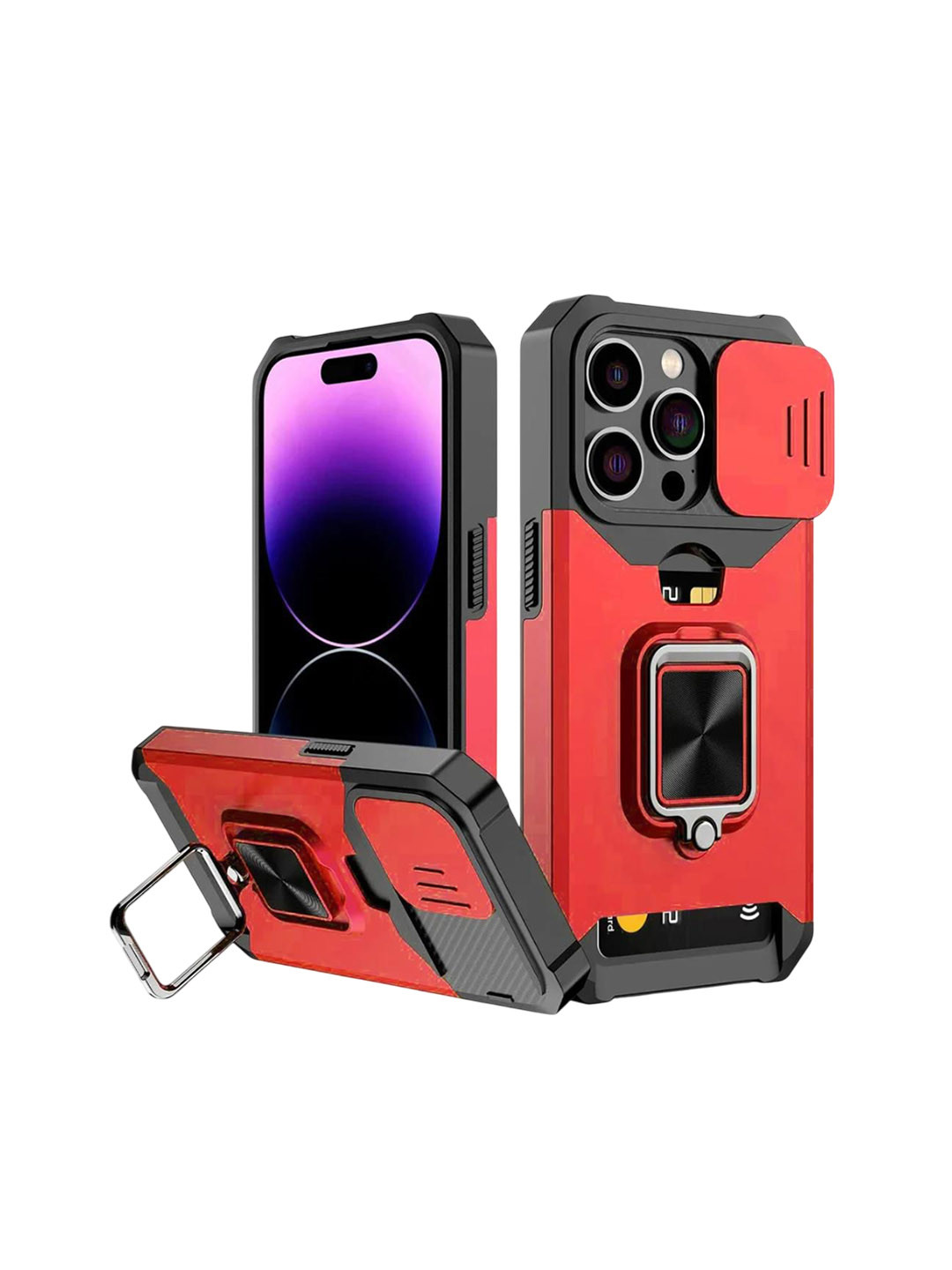 Luxury Kase LK177 Camera Slide Protection Card Holder Solid iPhone 14 Pro Max Back Case