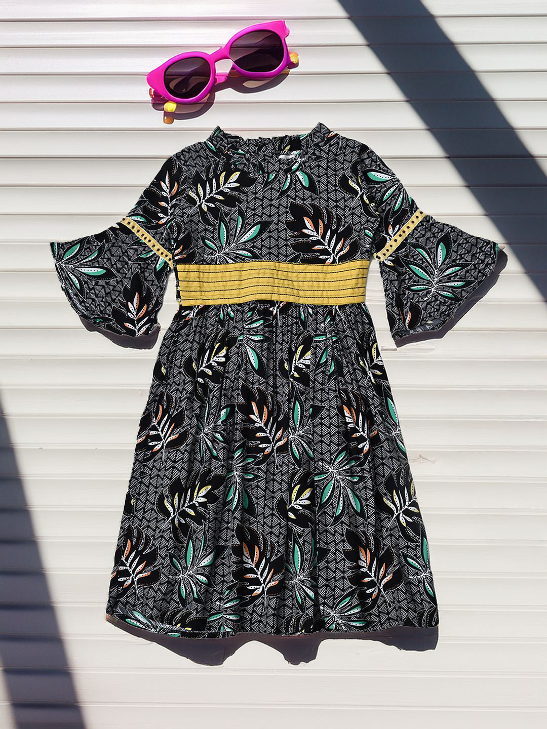 Bella Moda Girls Printed Cotton Fit & Flare Maxi Dress