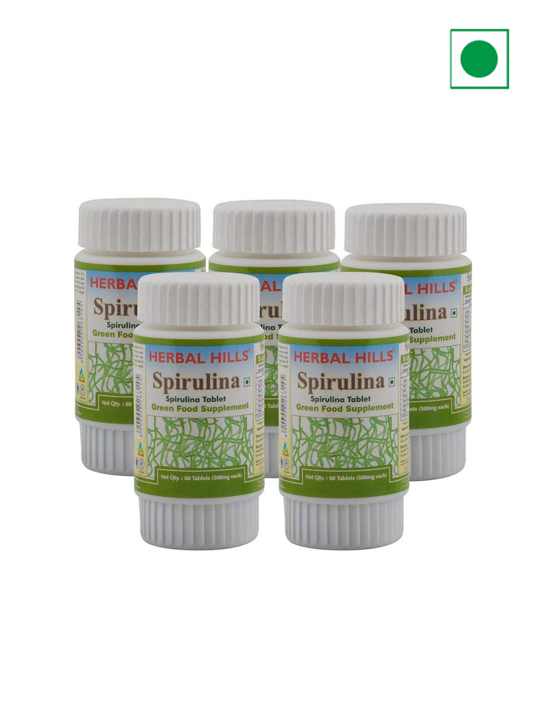 Herbal Hills Set Of 5 Spirulina Tablets - 60 Tablets Each