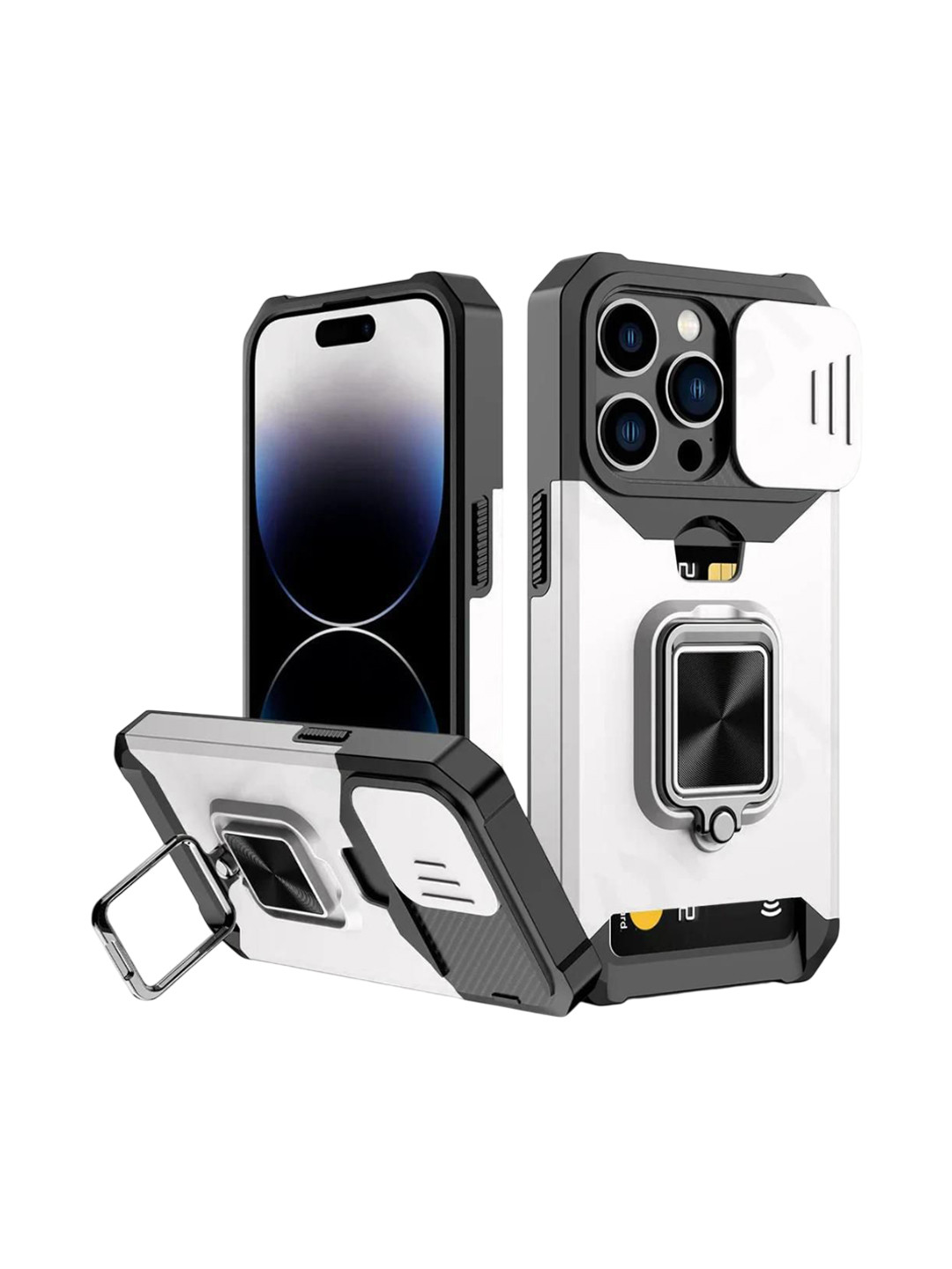 Luxury Kase LK177 Camera Slide Protection Card Holder Solid iPhone 15 Pro Max Back Case