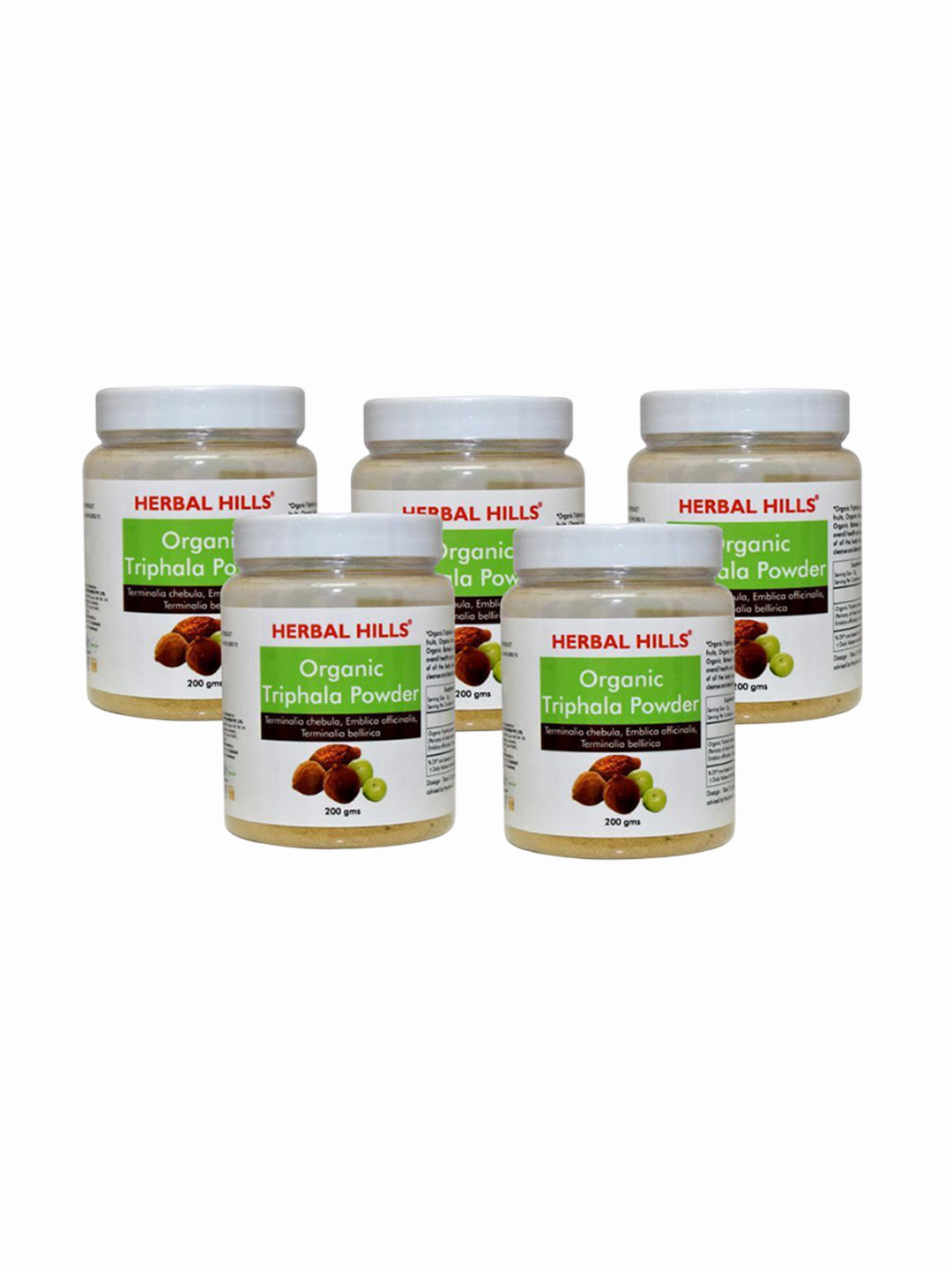 Herbal Hills Set Of 5 Organic Triphala Powder - 200 g Each