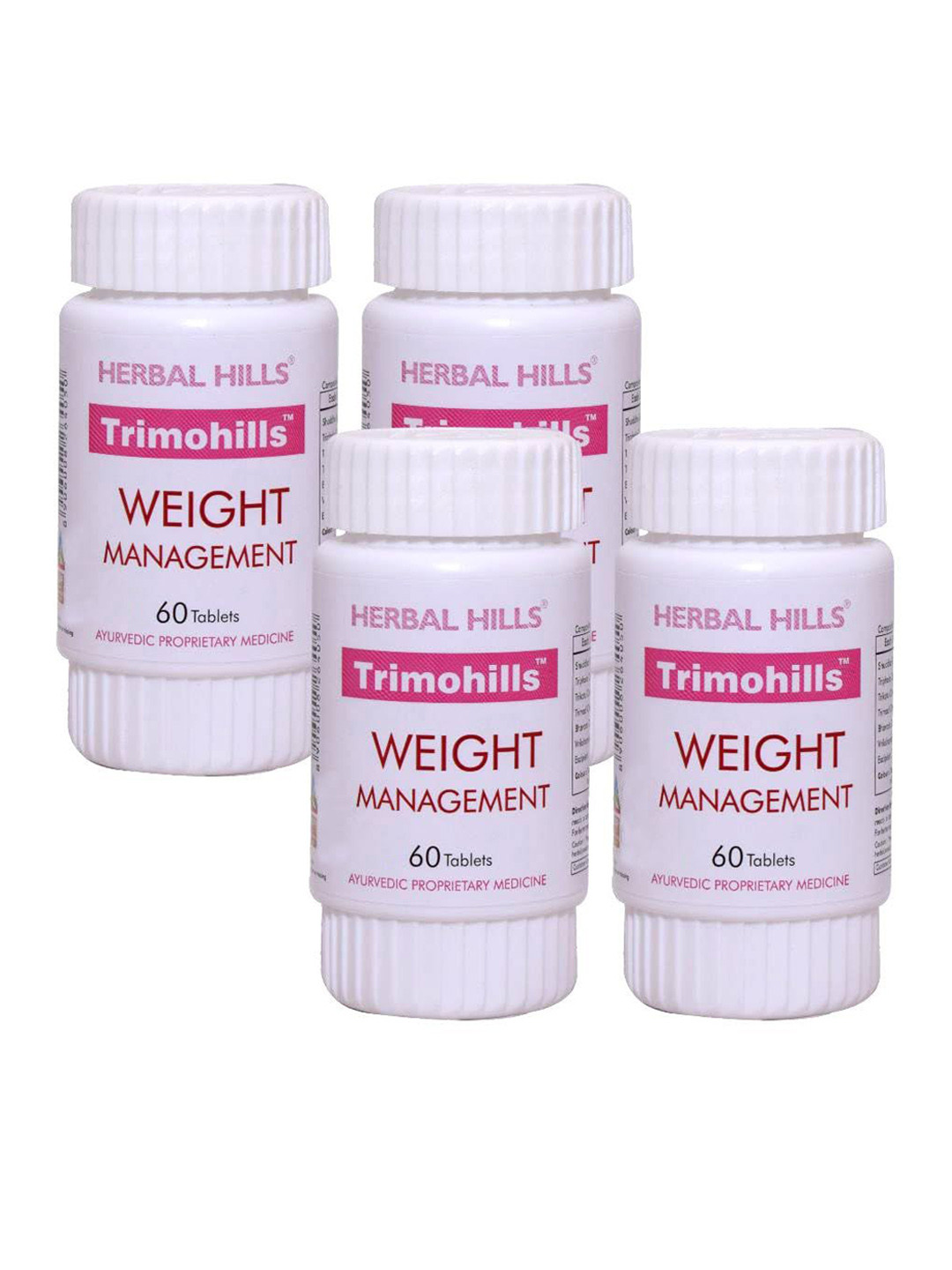 Herbal Hills Set Of 4 Trimohills Weight Management Tablets- 60 Tablets Each