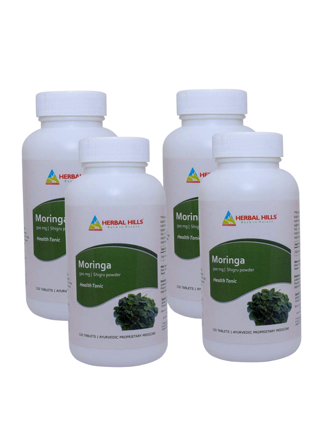 Herbal Hills Set Of 4 Moringa Leaf Tablets - 120 Tablets Each