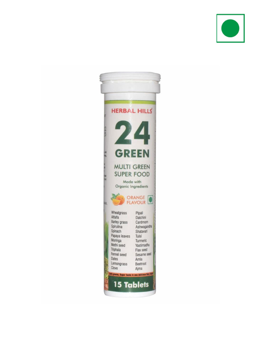 Herbal Hills 24 Green Daily Green Effervescent Tablets For Immunity - 15 Tablets