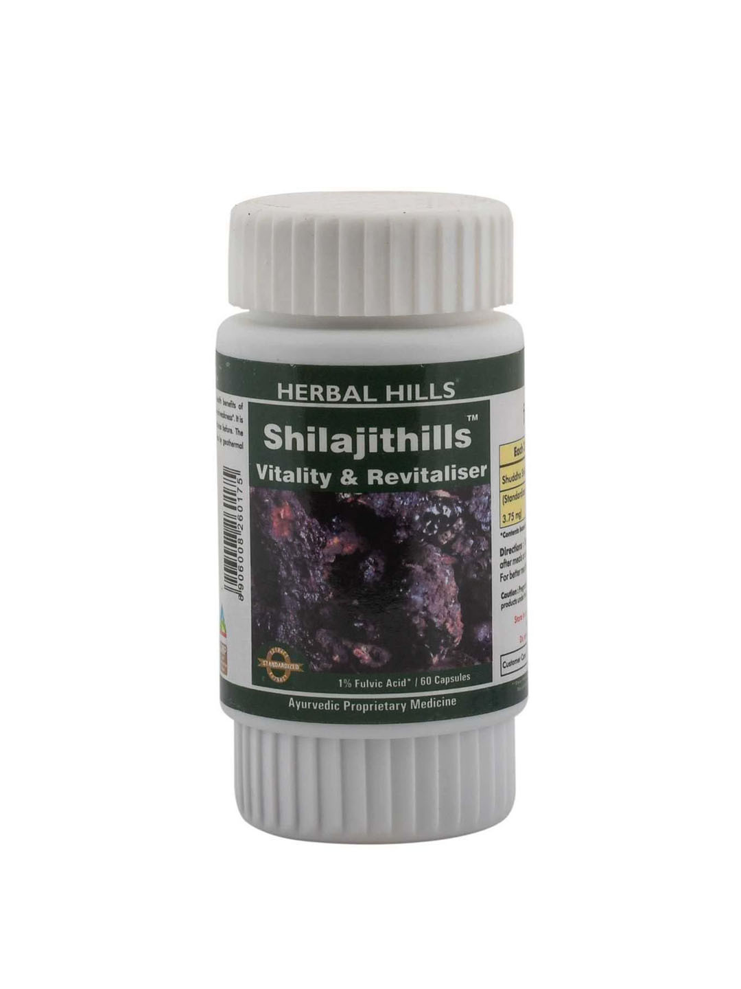 Herbal Hills Shilajithills, Shilajit Capsule Vitality and Revitaliser 375mg (60 Capsules)