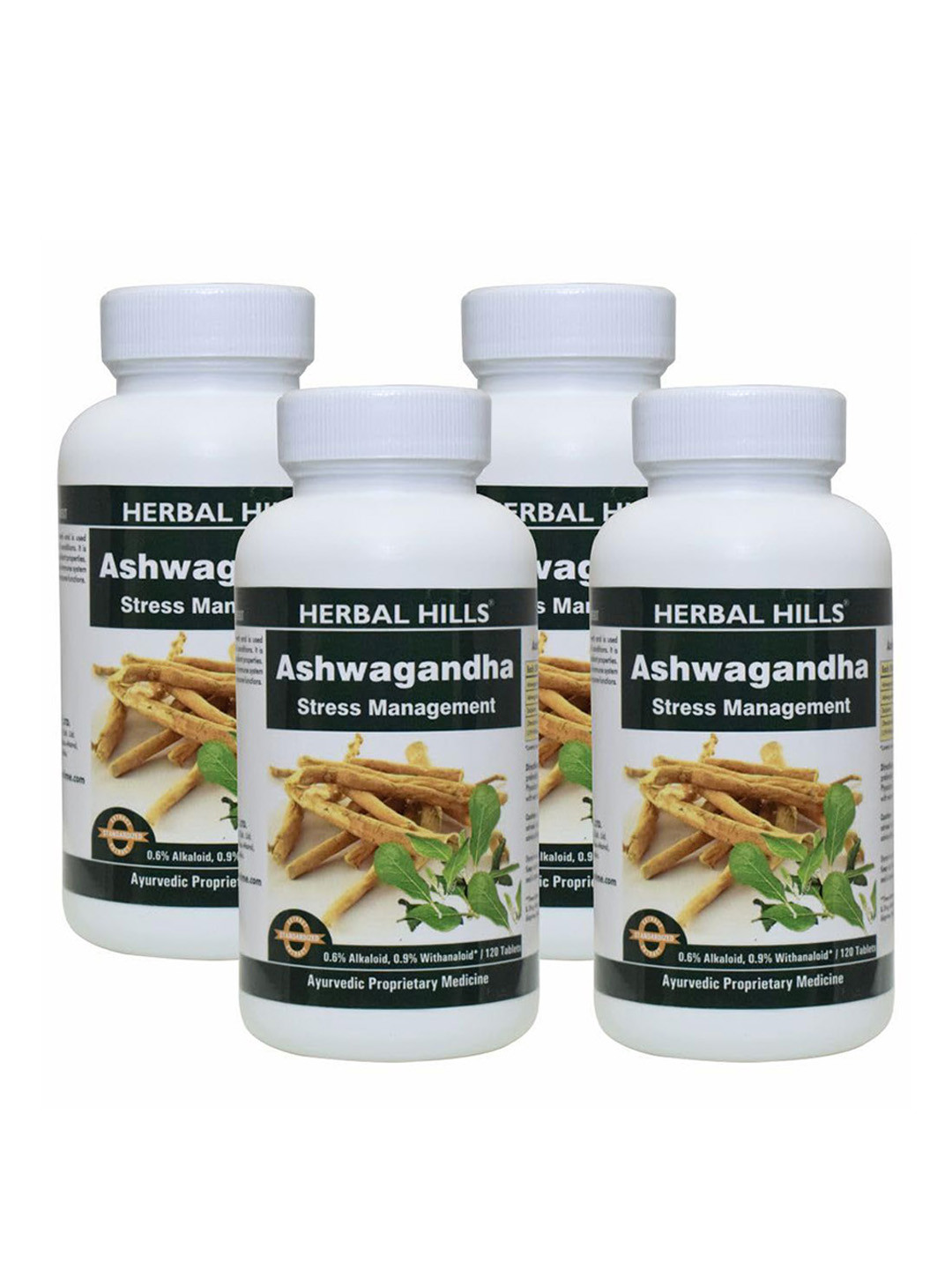 Herbal Hills Set Of 4 Ashwagandha Tablets  For Stress Management - 120 Tablets Each
