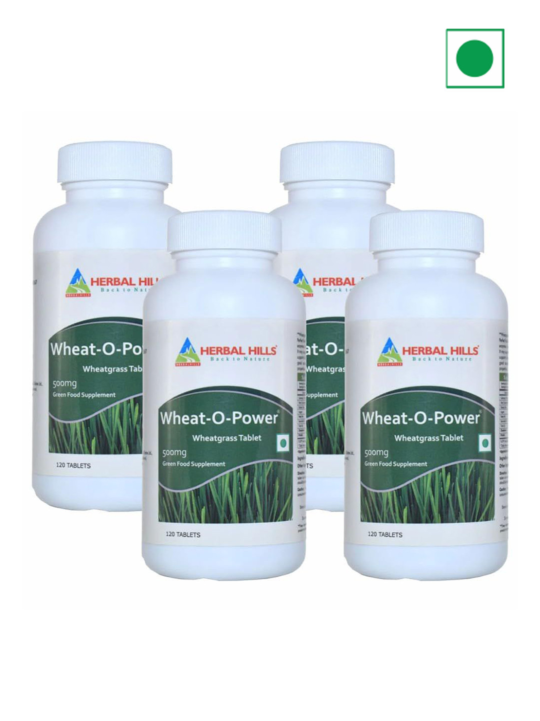 Herbal Hills Wheatgrass Tablets (120 Count Pack of 4)