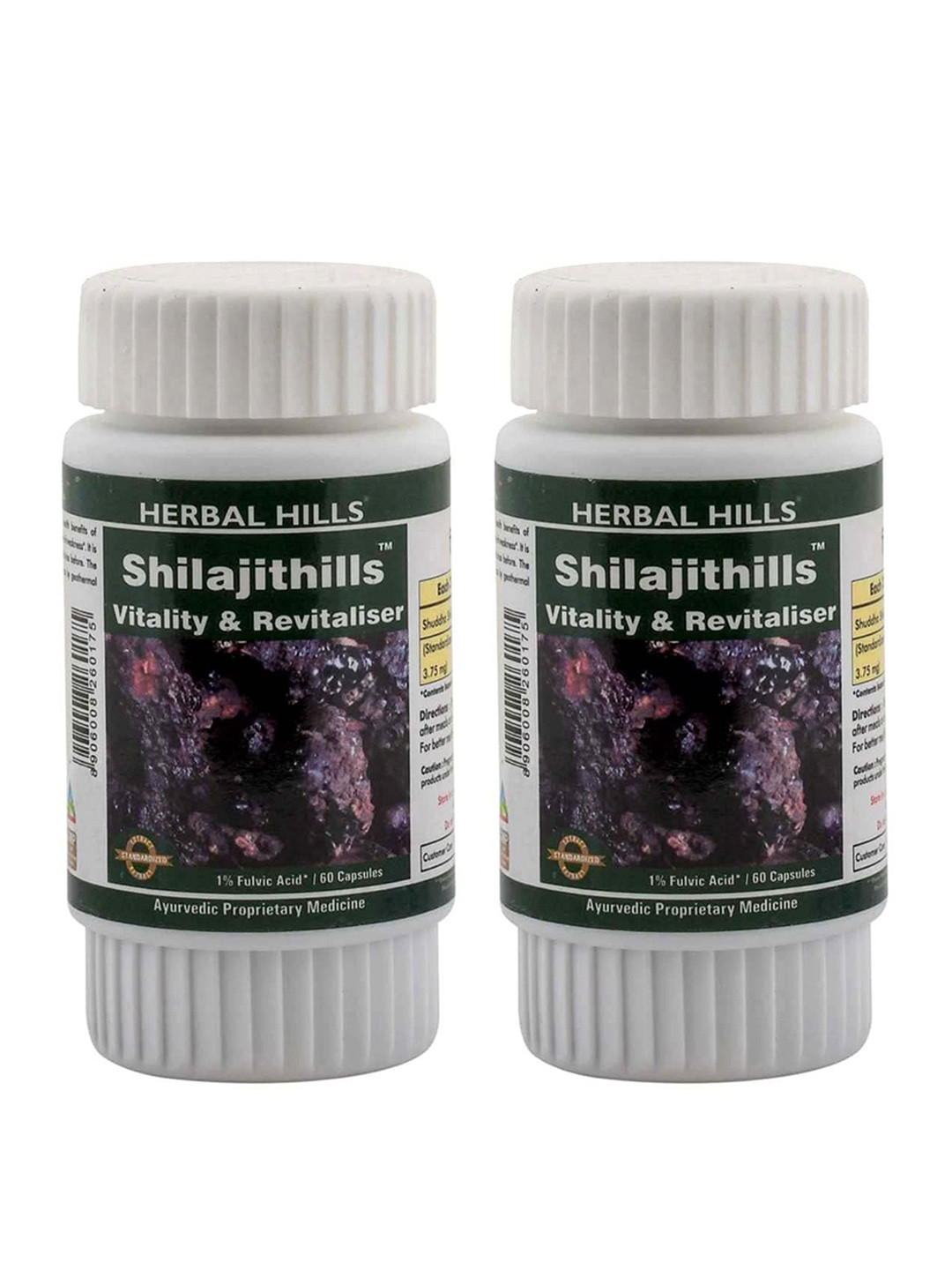 Herbal Hills Set Of 2 Shilajit Capsules For Vitality & Revitaliser - 60 Capsules Each