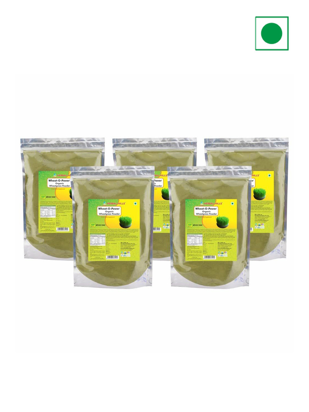 Herbal Hills Organic Barley Grass Powder 500 gms Pack of 5