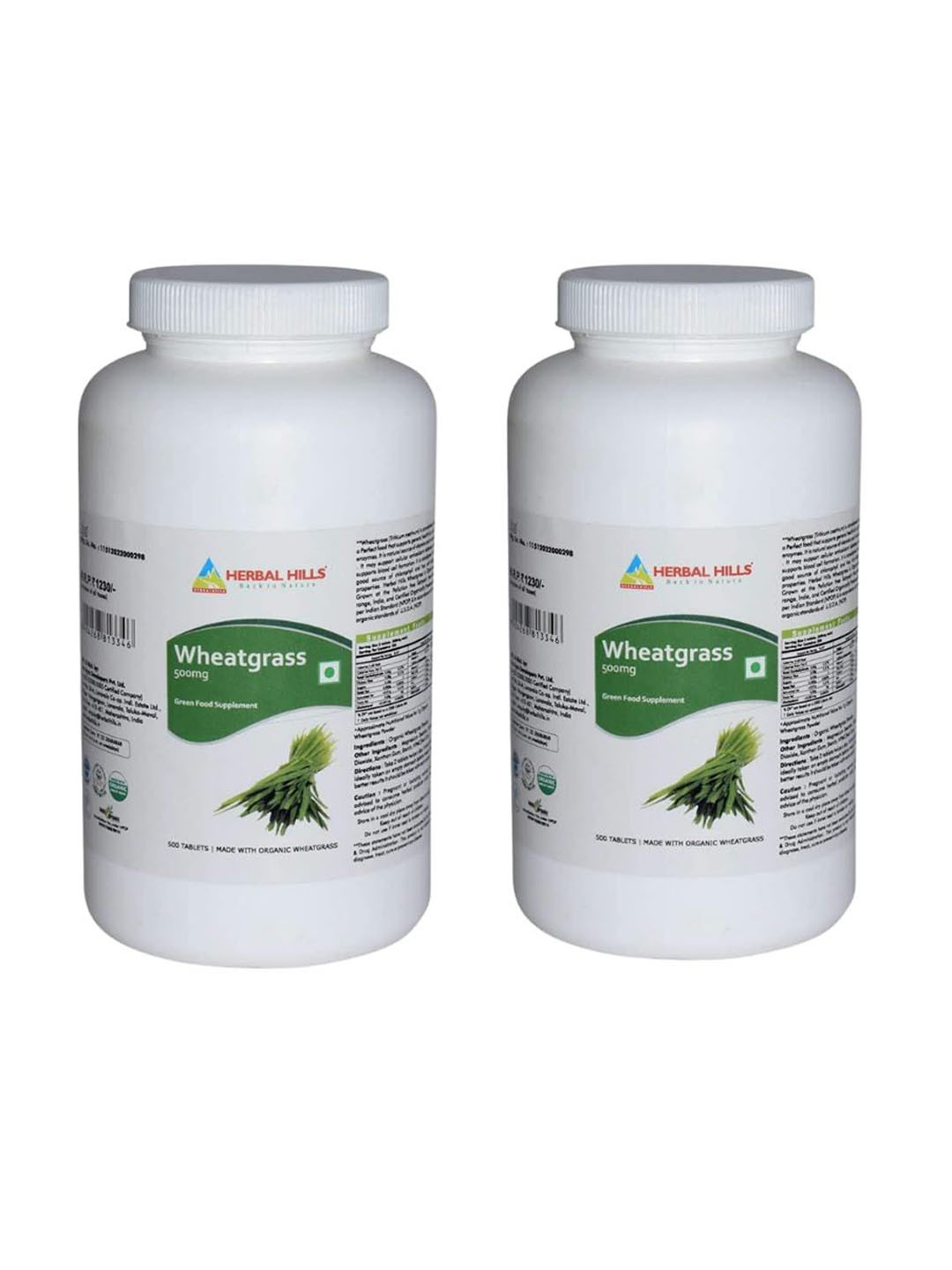 Herbal Hills Wheatgrass Tablets (500 Count Pack of 2)