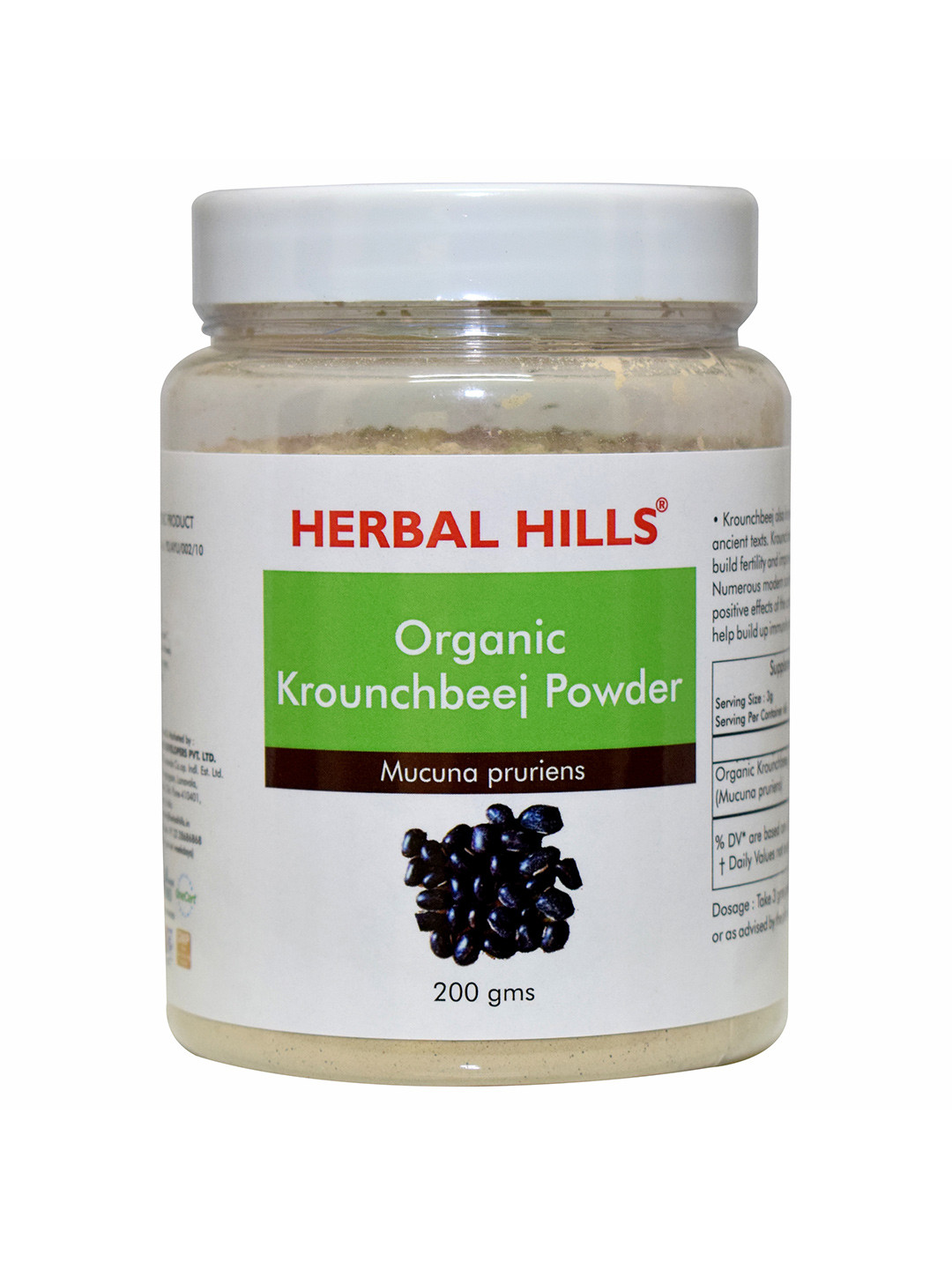 Herbal Hills Organic Konch Beej/Kaunch Beej/Krounchbeej Powder 200 Gms