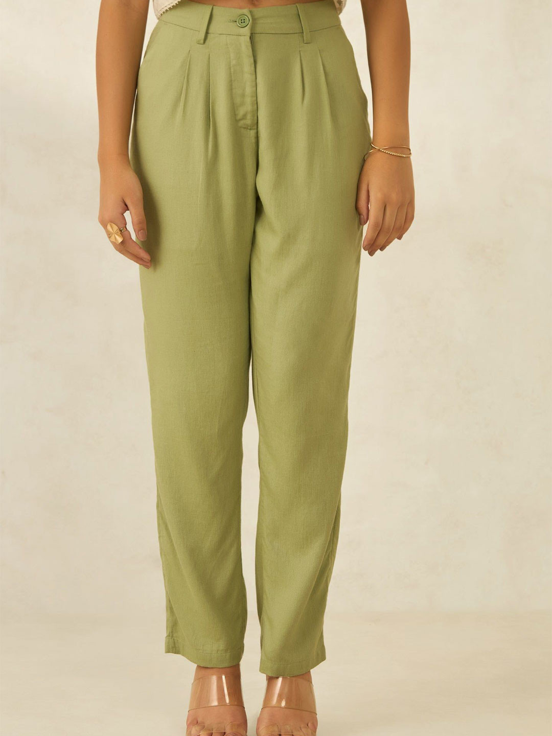 Virgio Women Cotton Full Length Solid Trouser