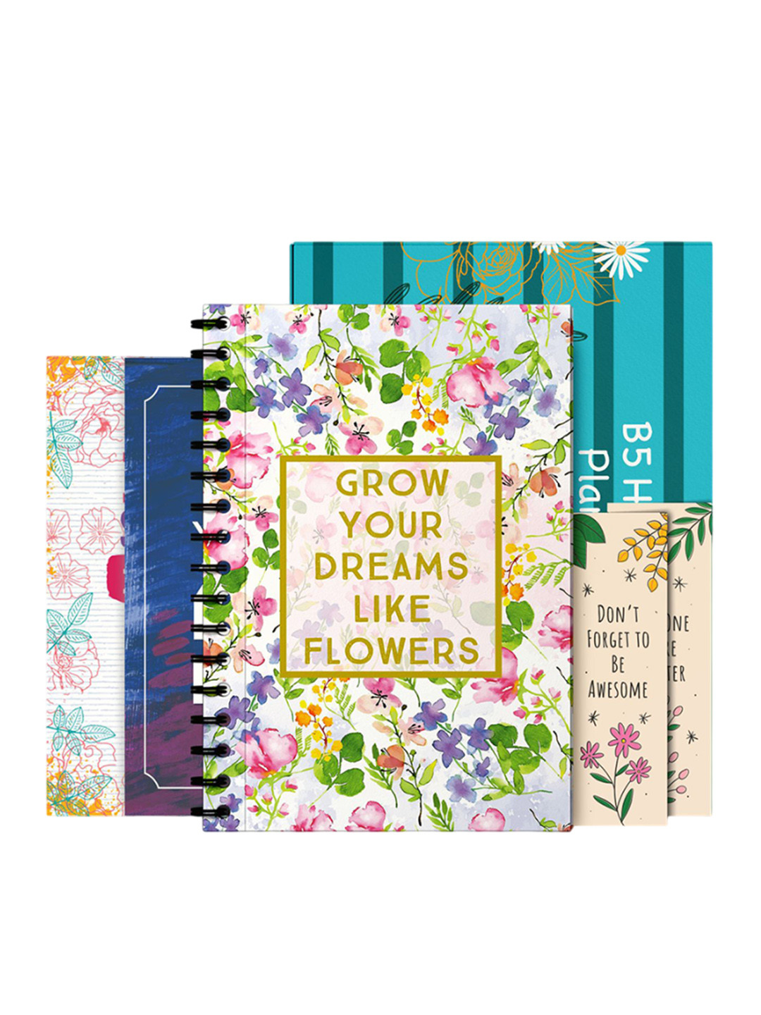 Kaameri Bazaar White & Green Floral Printed Planner Stationery