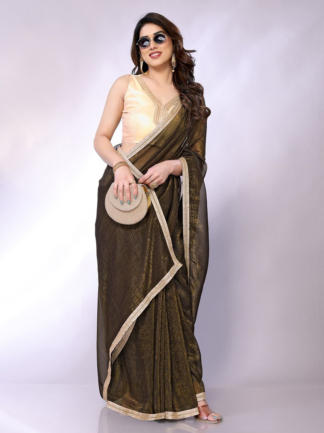 FABMORA Patchwork Tissue Saree