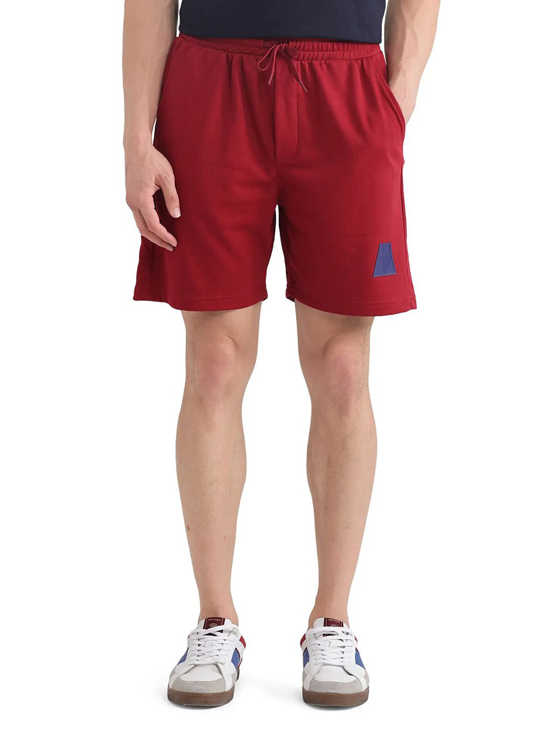 RARE RABBIT Men Exclaim-B Primary Red Loose Fit Mid-Rise Shorts
