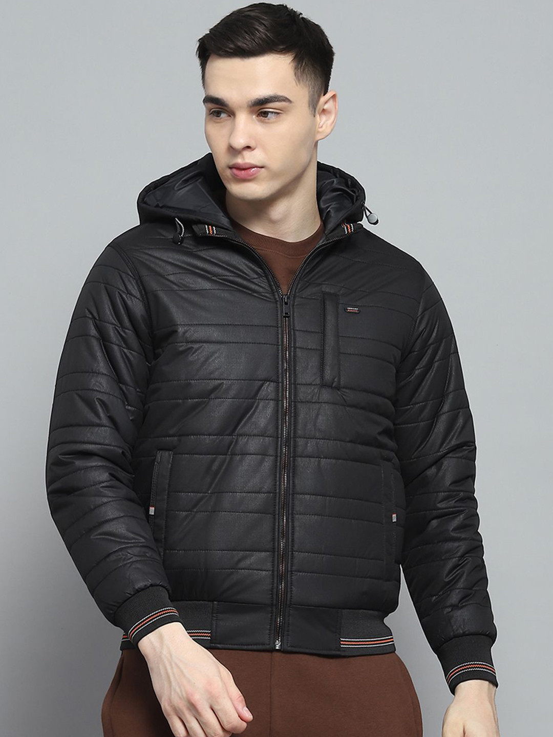 Monte Carlo Men Hooded Solid Casual Lightweight Padded Jacket