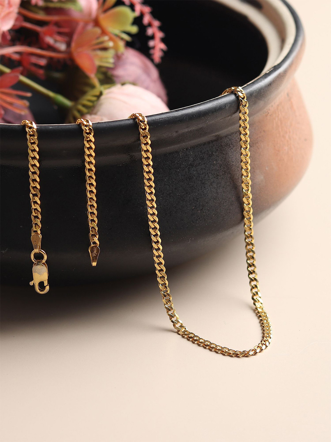 AKSHAT SAPPHIRE Men 92.5 Sterling Silver Gold-Plated Curb Chain