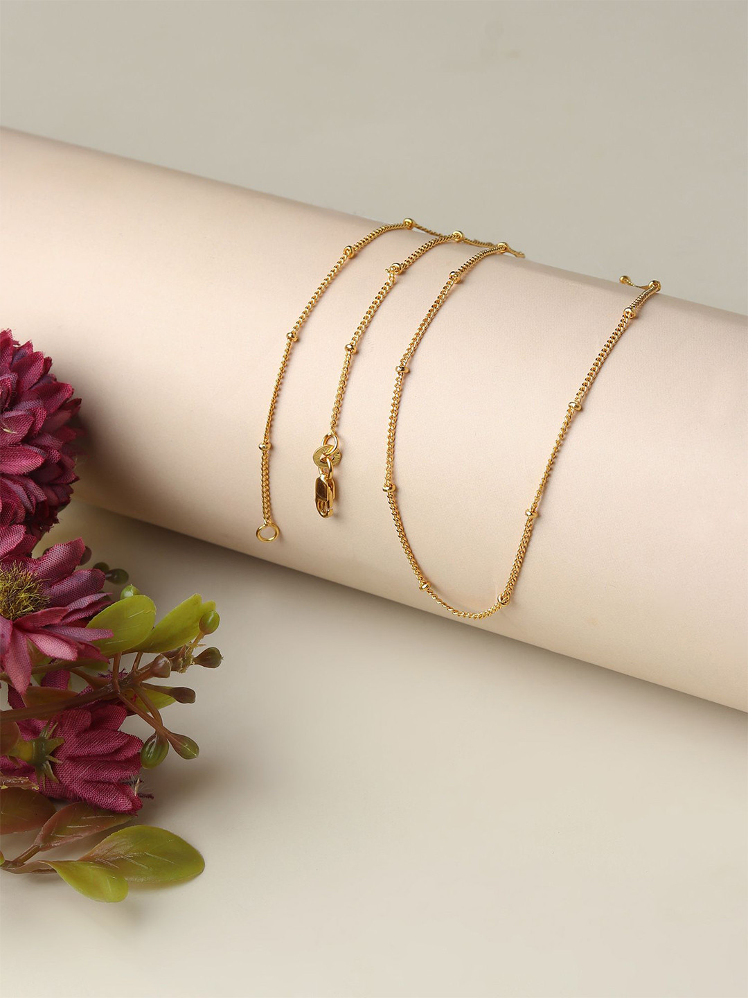 AKSHAT SAPPHIRE 92.5 Sterling Silver Gold-Plated Ball Chain