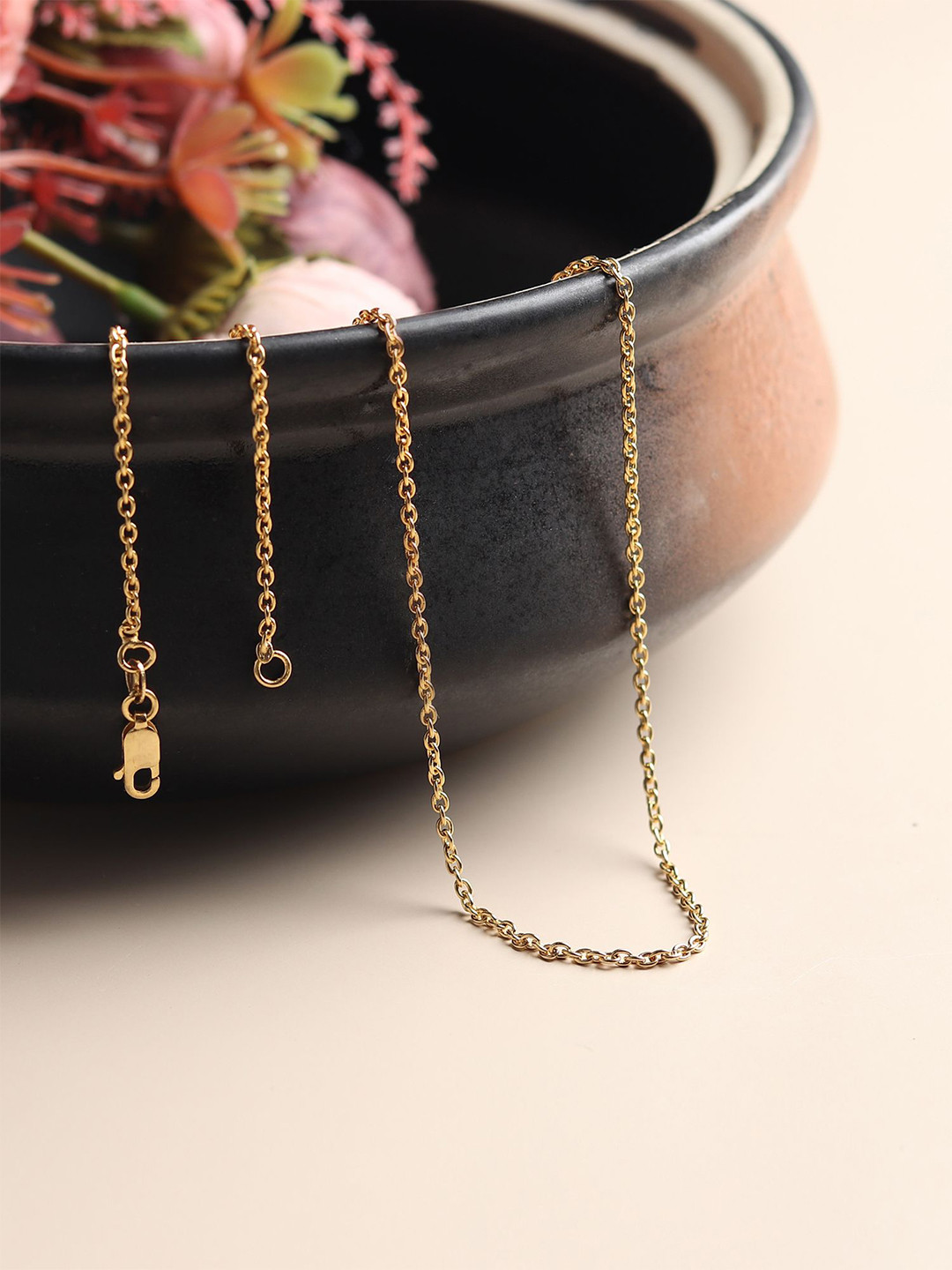 AKSHAT SAPPHIRE Men 92.5 Sterling Silver Gold-Plated Anchor Chain