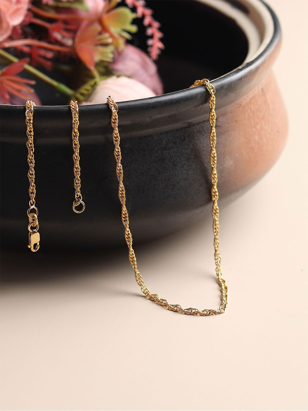 AKSHAT SAPPHIRE Men 92.5 Sterling Silver Gold-Plated Rope Chain