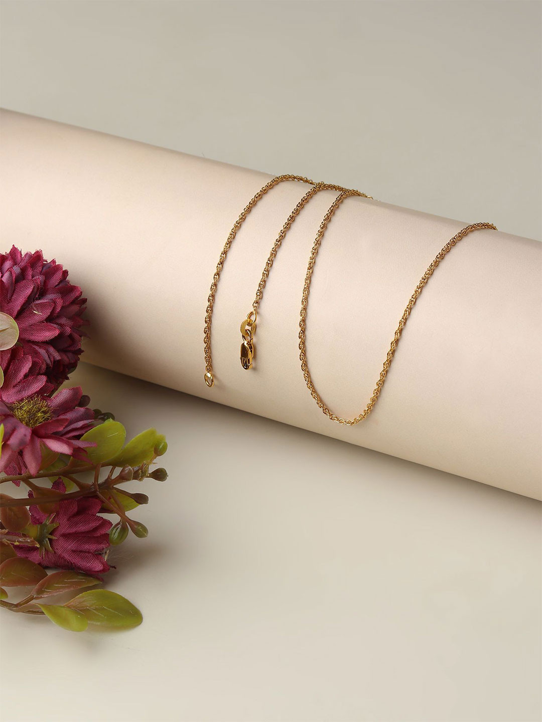 AKSHAT SAPPHIRE 92.5 Sterling Silver Gold-Plated Rope Chain