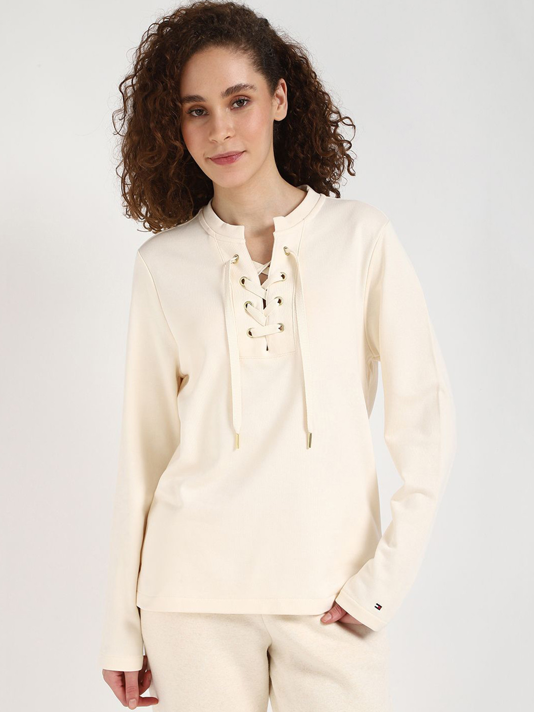 Tommy Hilfiger Women Lace up Cotton Sweatshirt