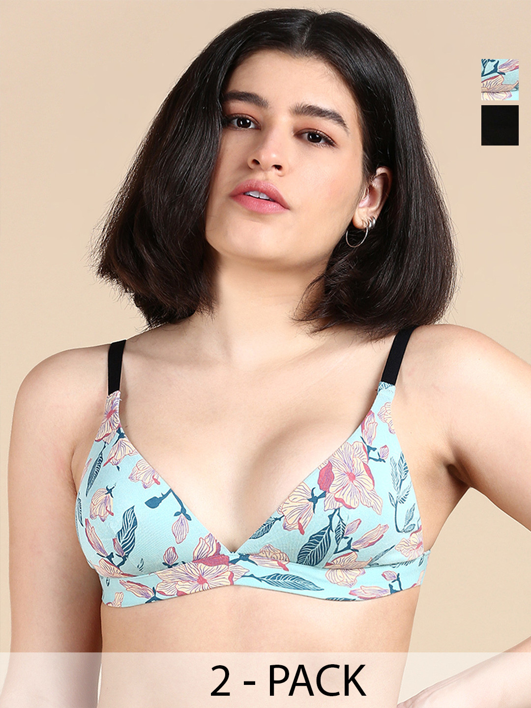 &CIRCUS Pack of 2 Wire free Low coverage Adjustable Micro Modal Triangle Bra