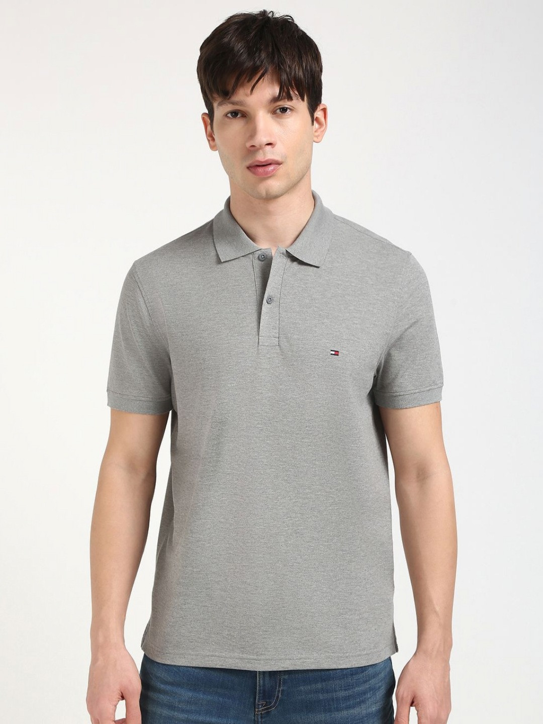 Tommy Hilfiger Men PERFORMANCE PIQUE Solid Polo Collar Cotton T-shirt