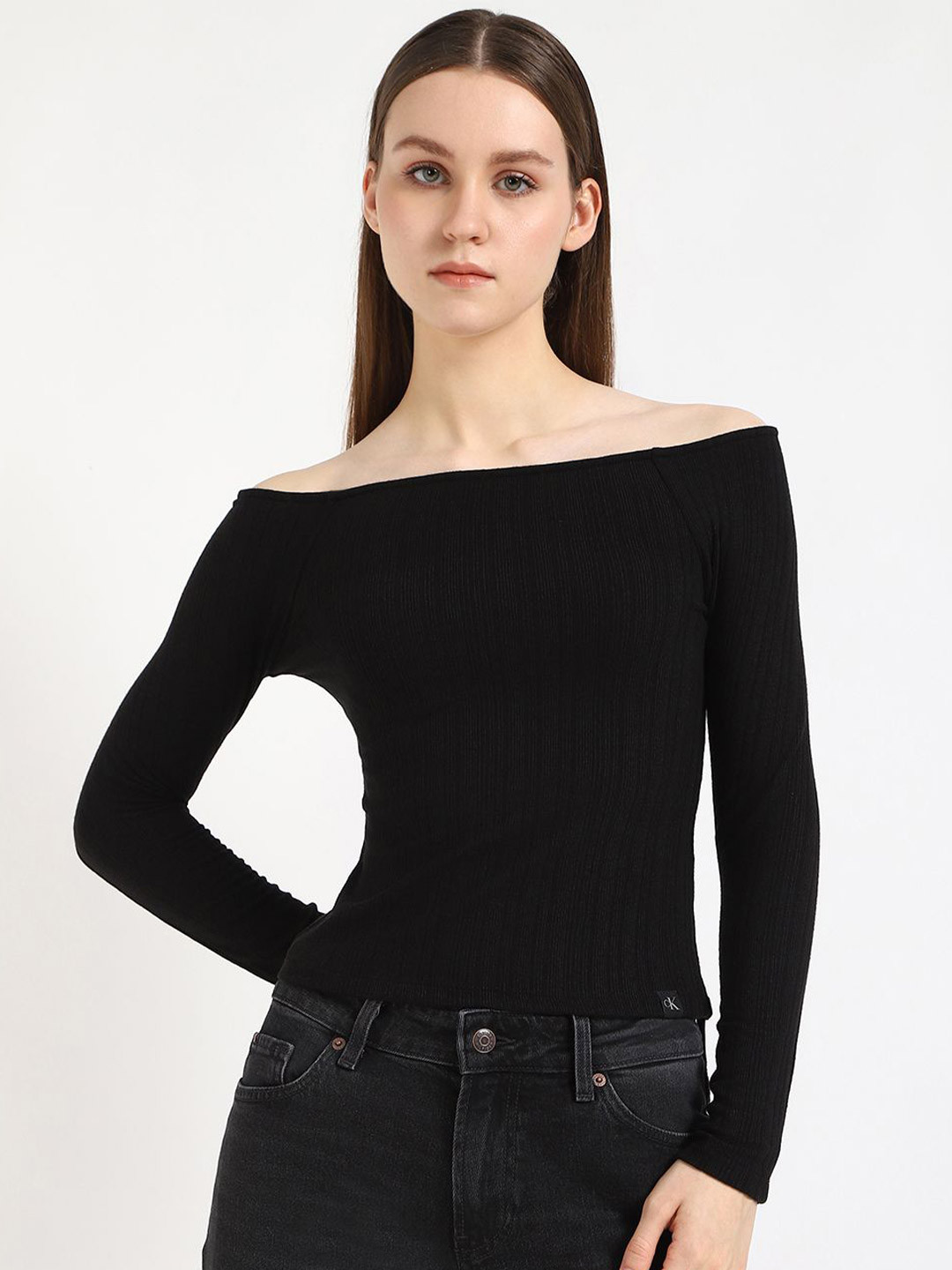 Calvin Klein Jeans Women Off-Shoulder Bardot Top