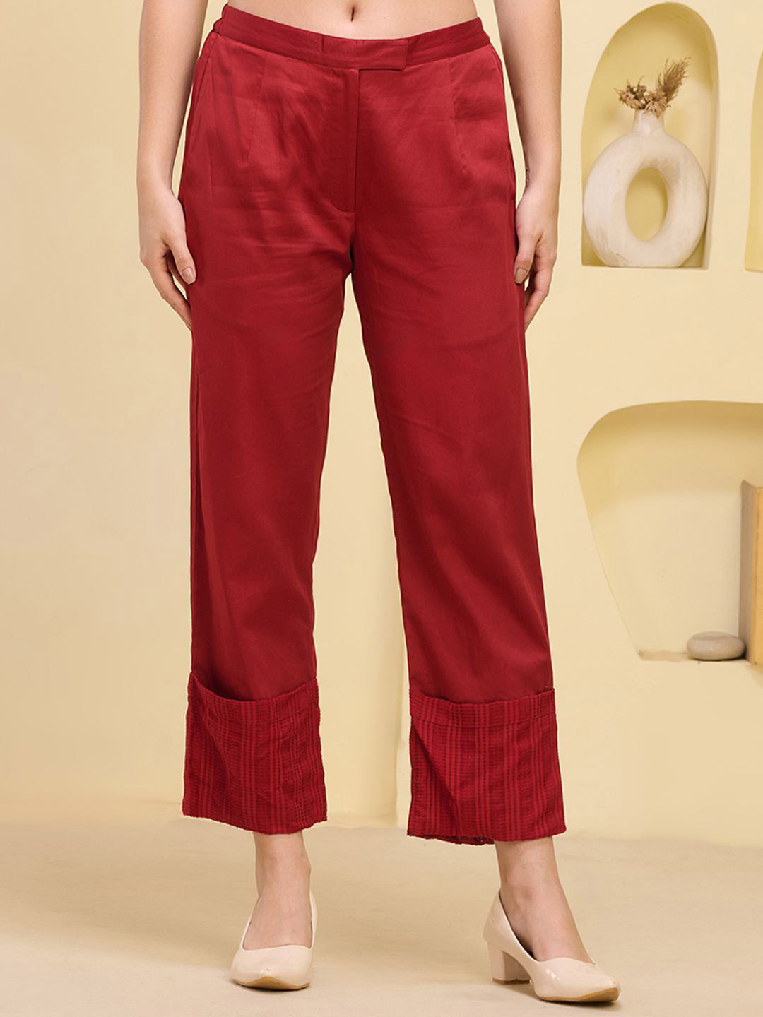 First Resort by Ramola Bachchan Women Folded Hem Straight Fit Palazzos